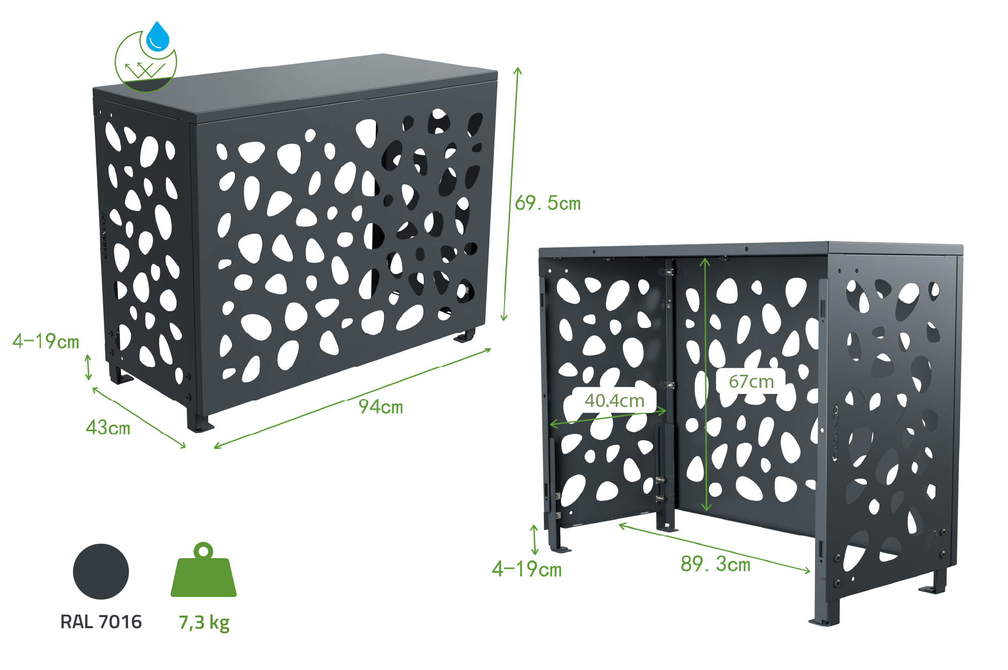 Aneto Sunny gray aluminum air conditioning cover - size S 3