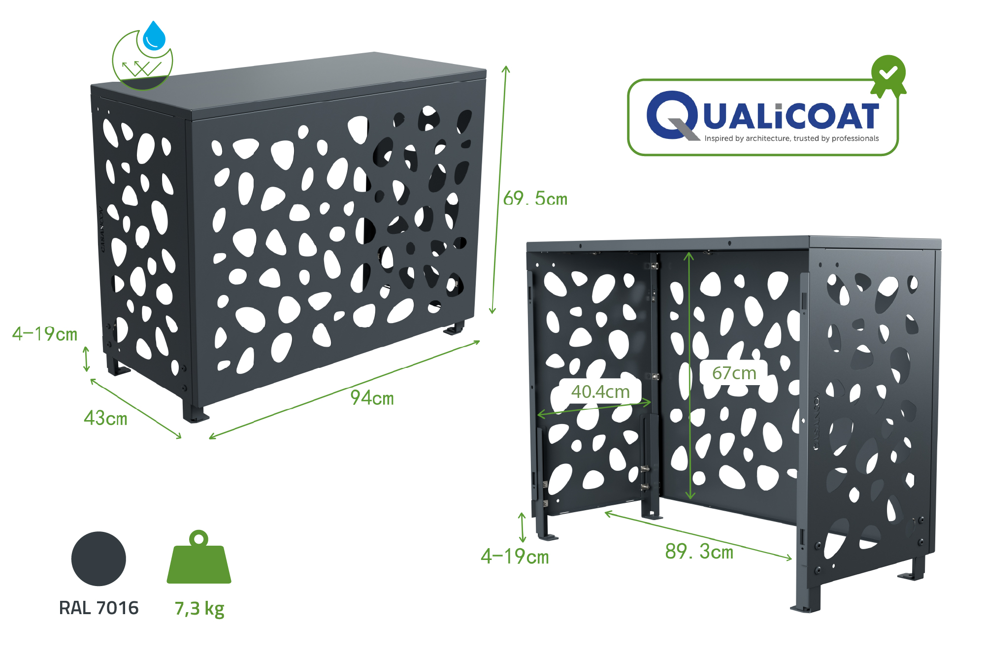 Cache clim & pompe à chaleur ANETO SUNNY aluminium gris - taille S 3