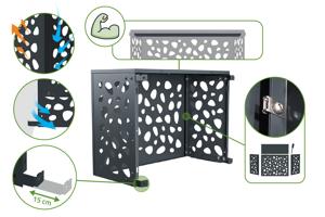 Cache clim & pompe à chaleur ANETO SUNNY aluminium gris - taille S 9