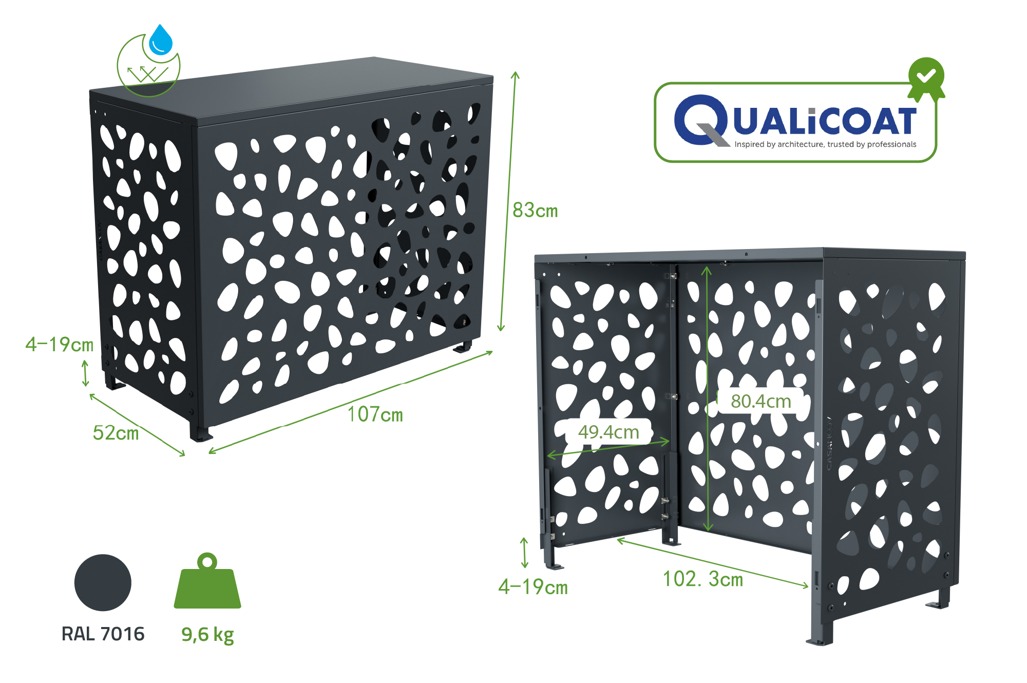 Ilmalämpöpumpun Ja Ilmastointilaitteen Suojakotelo ANETO SUNNY Alumiini Harmaa - Koko M 3