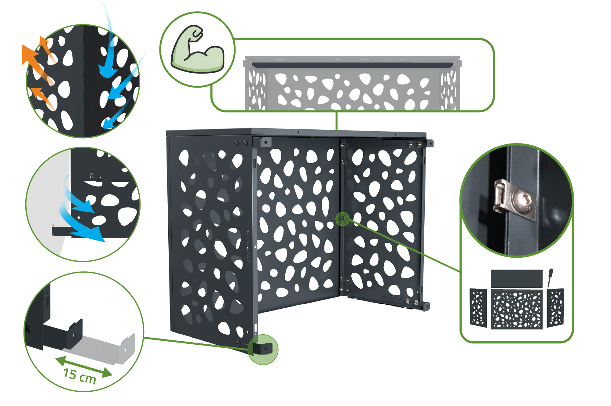 Aneto Sunny gray aluminum air conditioning cover - size M 9