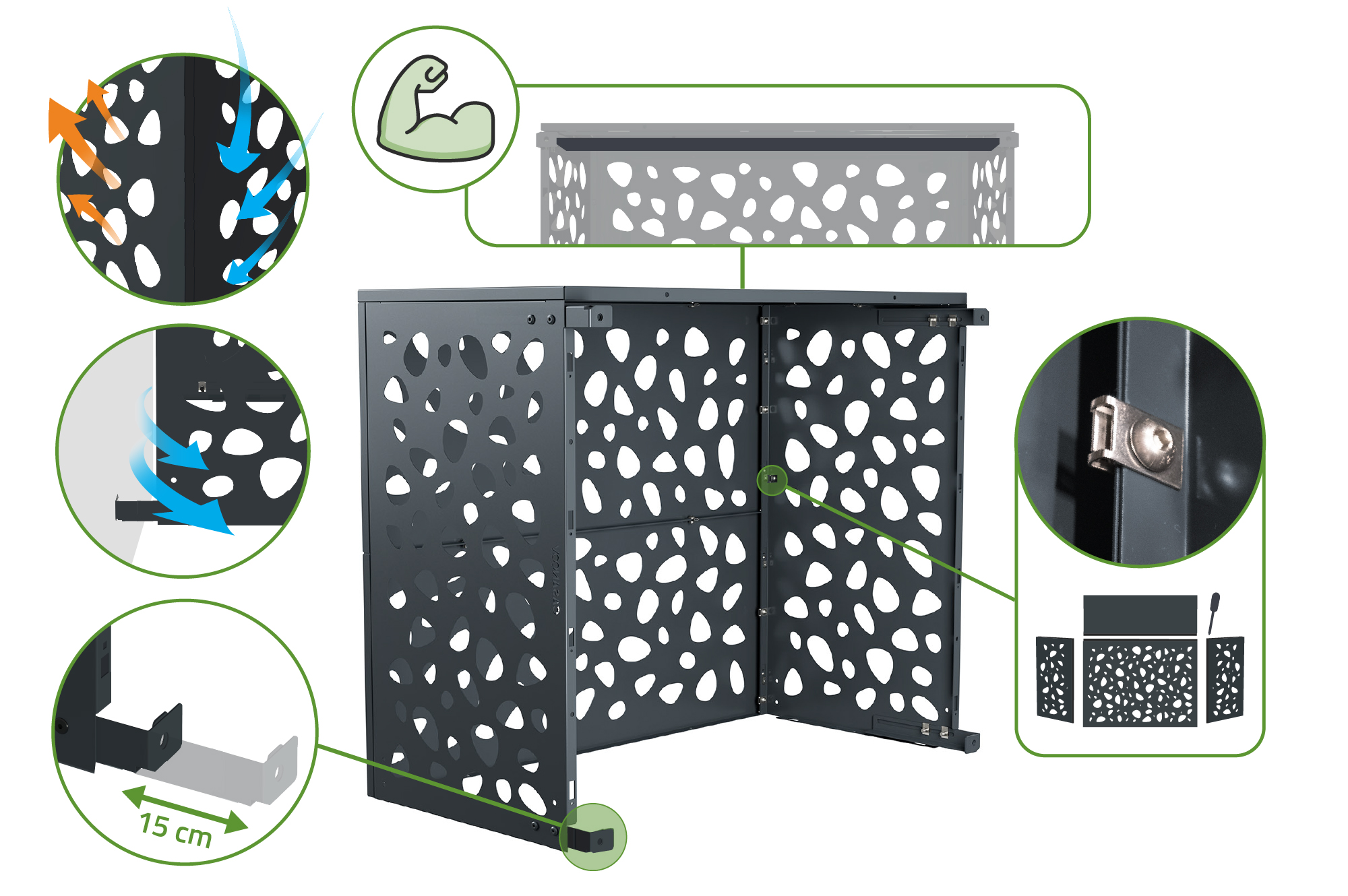 Cache clim aluminium gris Aneto Sunny - taille L 9