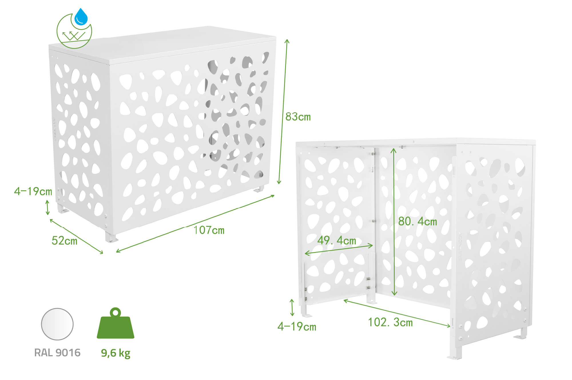 Aneto Sunny white aluminum air conditioning cover - size M 3