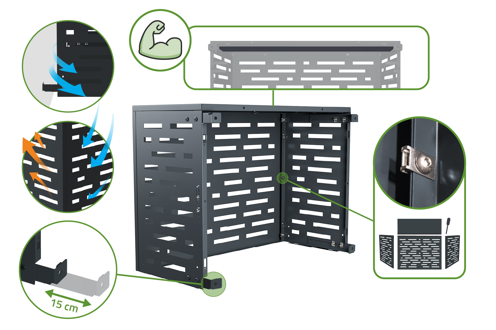 Aneto Arlberg gray aluminum air conditioning cover - size S 9