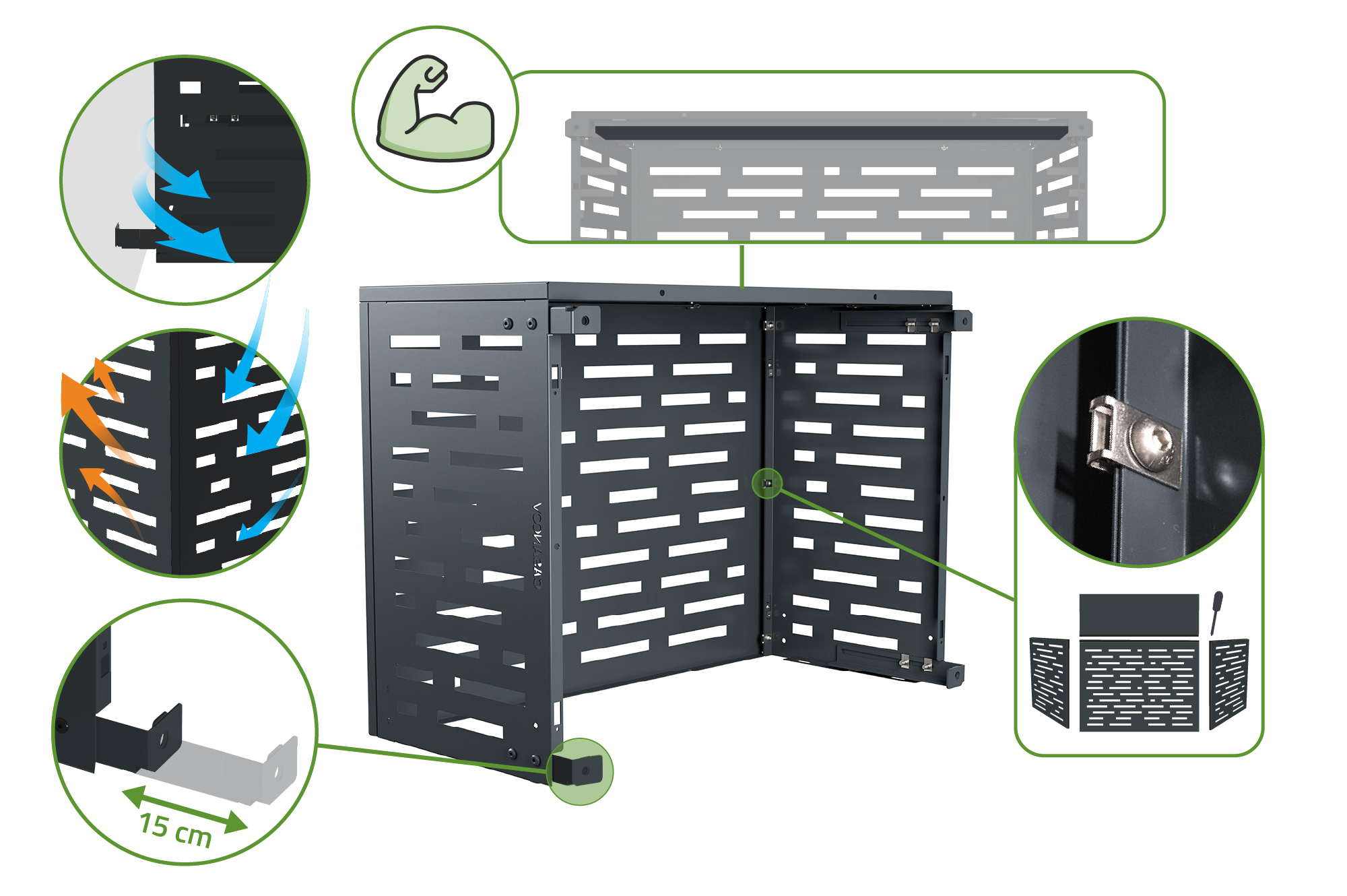 Cover Til Aircondition Og Varmepumpe ANETO ARLBERG Aluminium Grå - Størrelse S 9