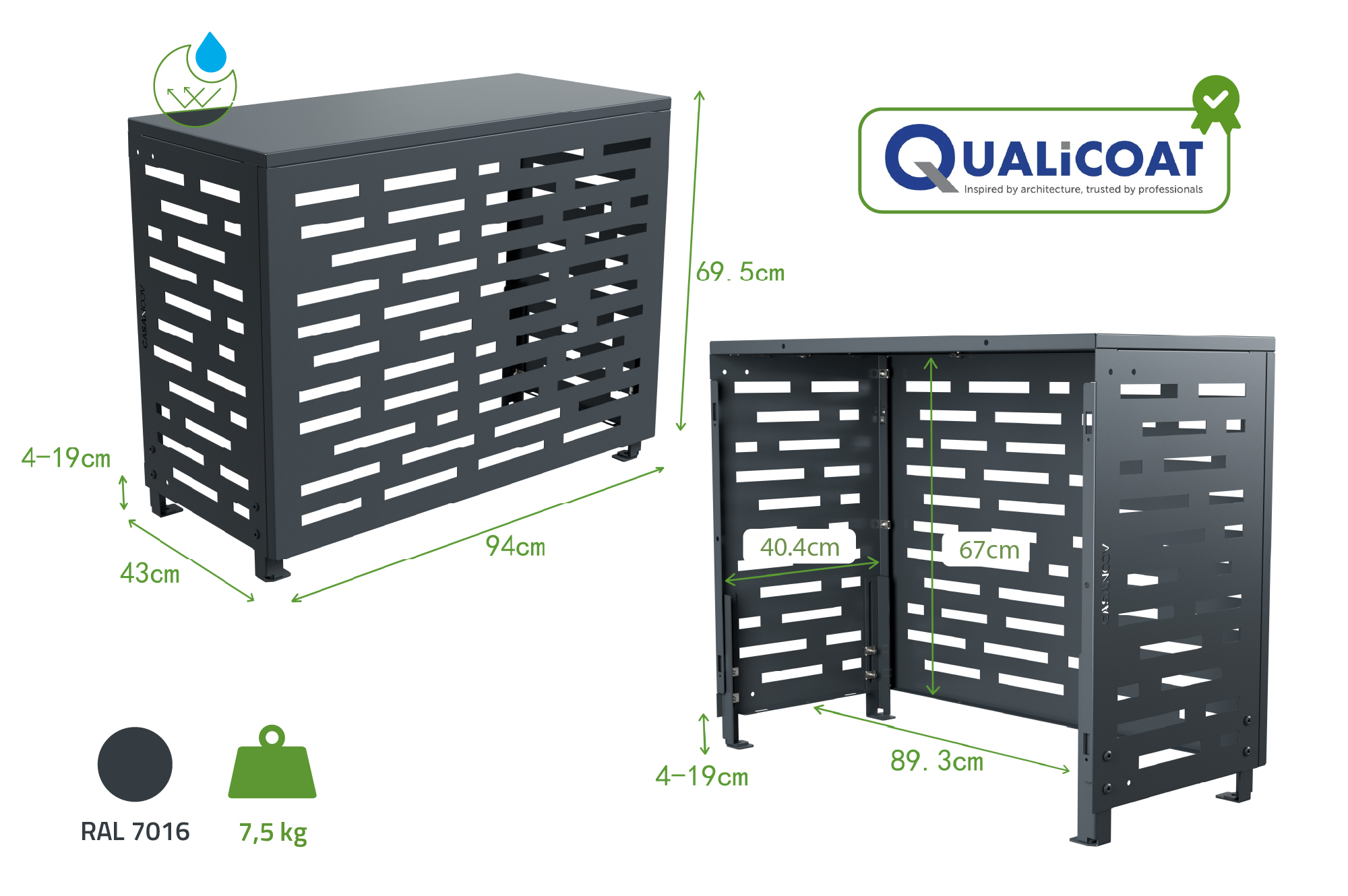Cover Til Aircondition Og Varmepumpe ANETO ARLBERG Aluminium Grå - Størrelse S 3