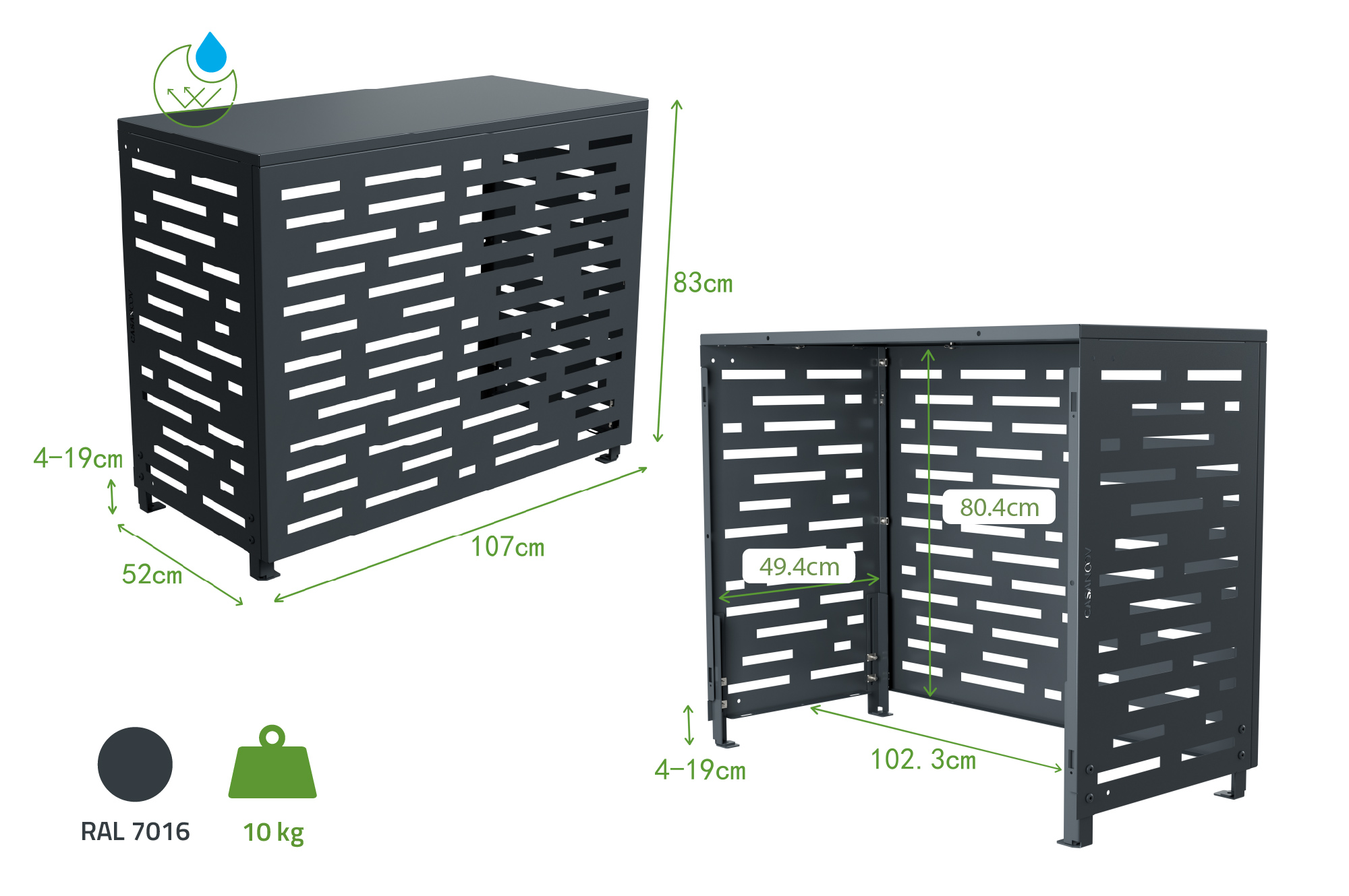 Aneto Arlberg gray aluminum air conditioning cover - size M 3