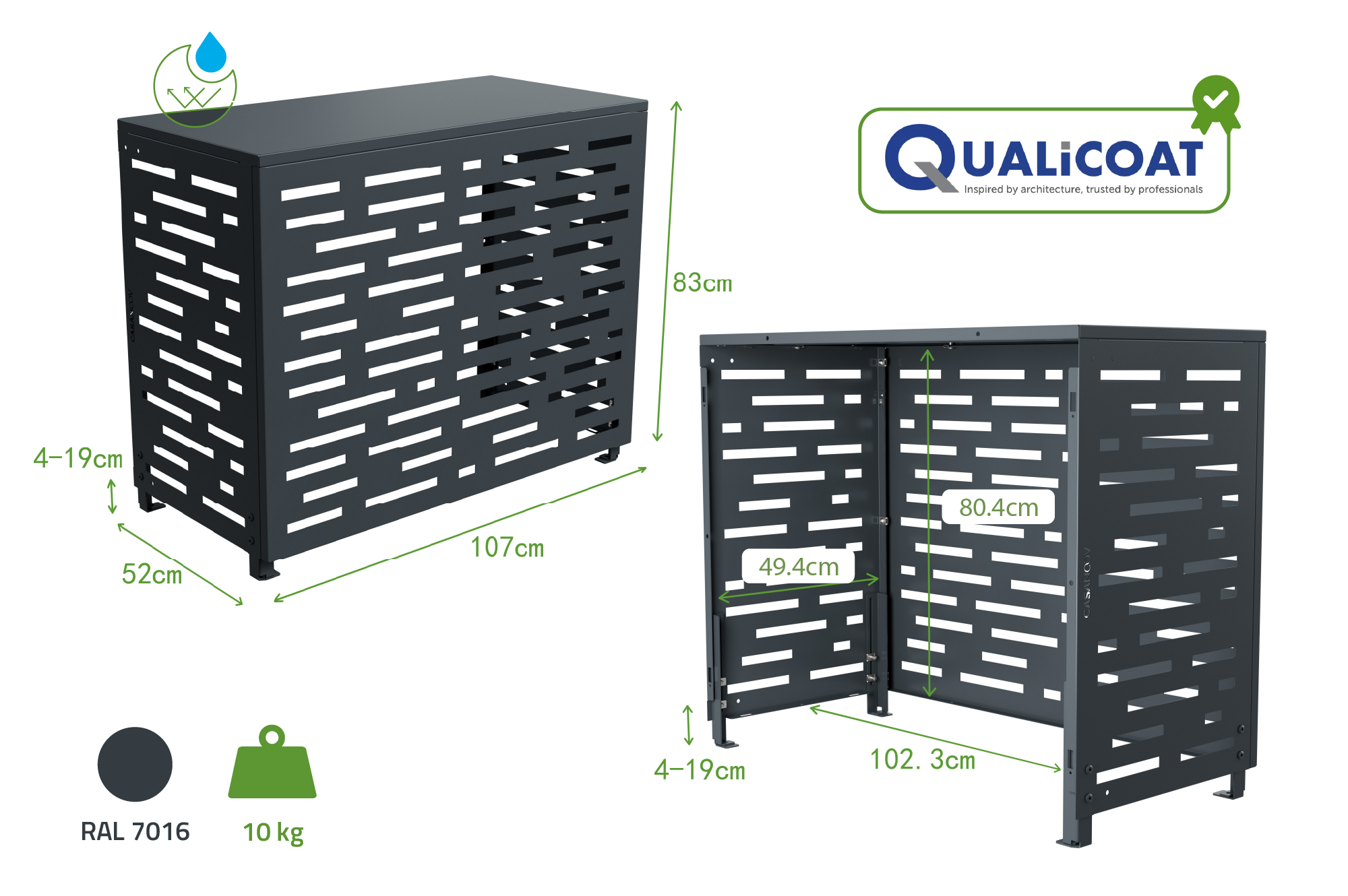 Ilmalämpöpumpun Ja Ilmastointilaitteen Suojakotelo ANETO ARLBERG Alumiini Harmaa - Koko M 3