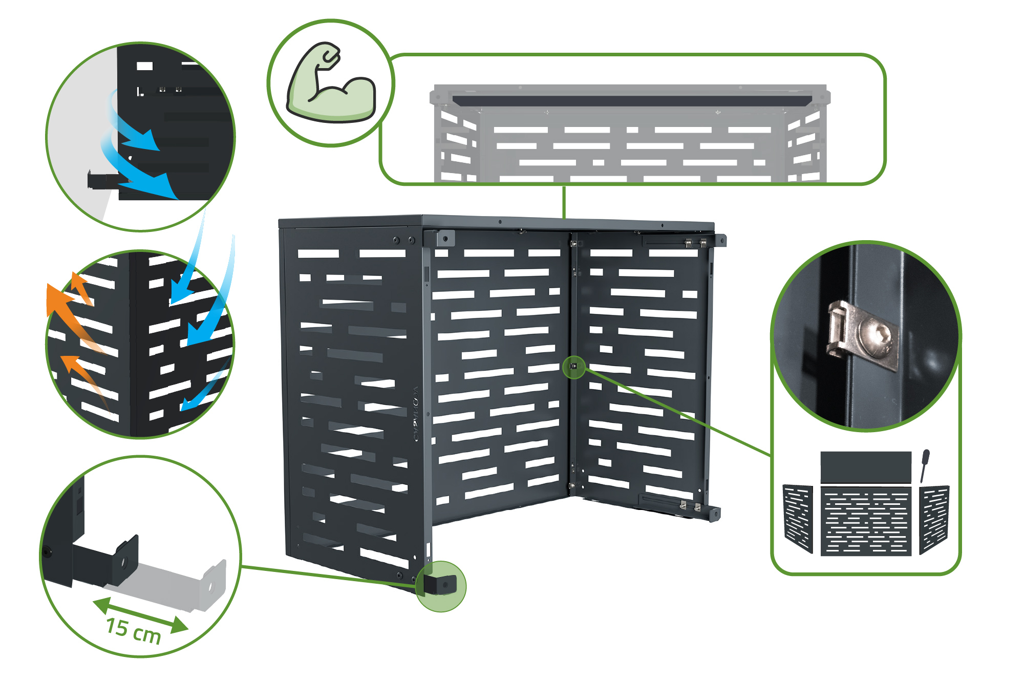 Aneto Arlberg gray aluminum air conditioning cover - size M 9