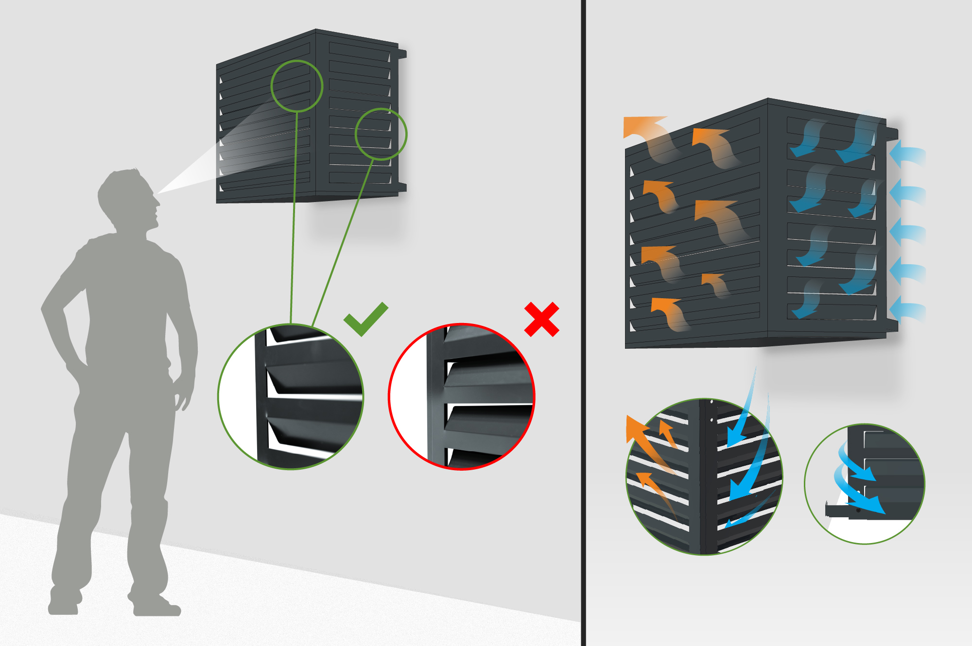 Cache clim aluminium gris Aneto avec face inférieure - taille M 13
