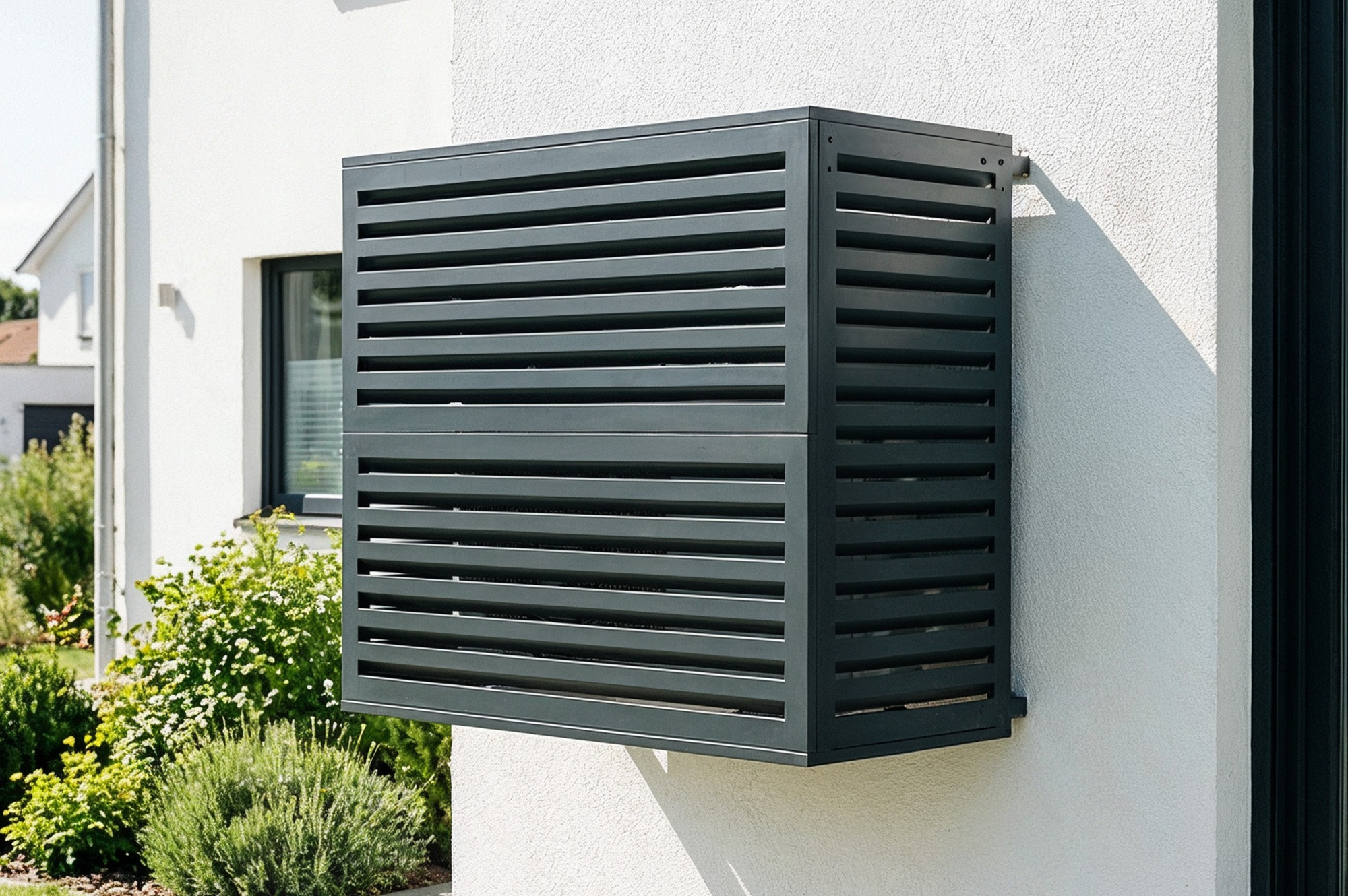 Aneto grey aluminum air conditioner cover with bottom panel - size L 4