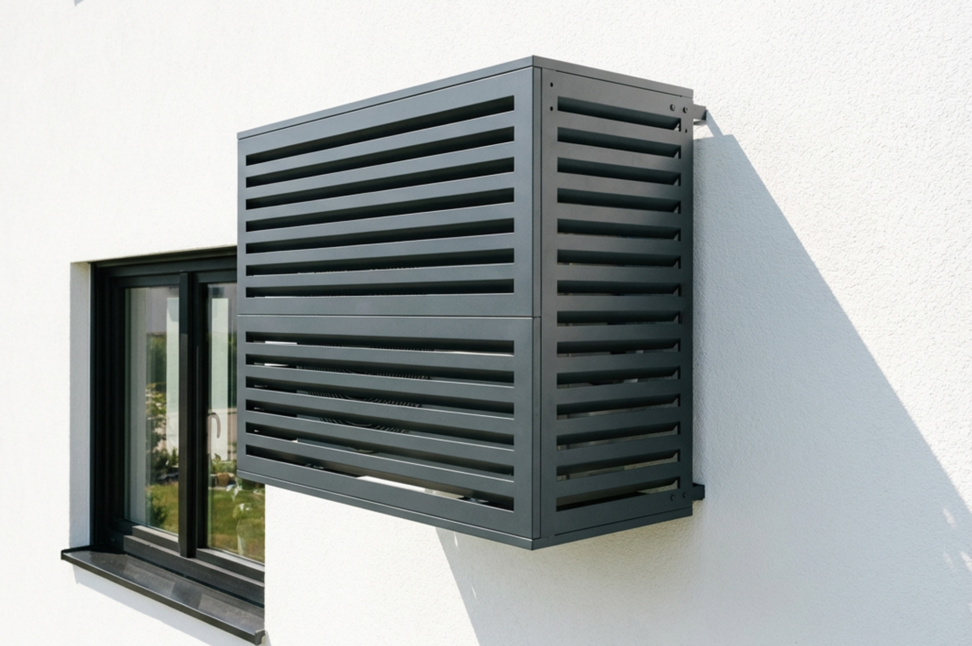 Aneto grey aluminum air conditioner cover with bottom panel - size L 15