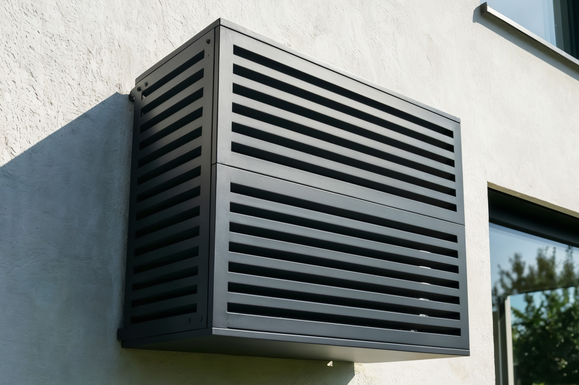 Aneto grey aluminum air conditioner cover with bottom panel - size L 1