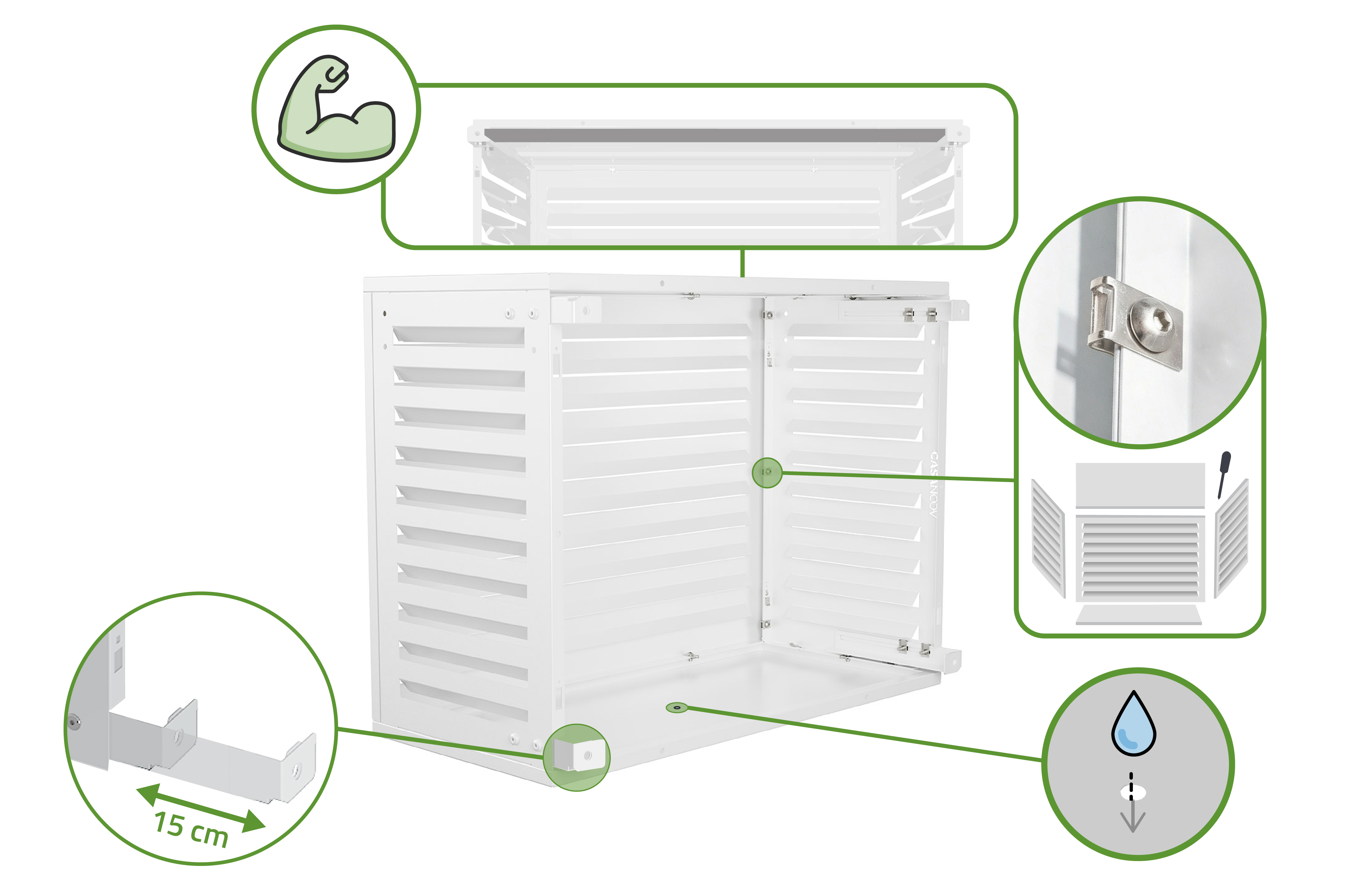 Cache clim aluminium blanc Aneto avec face inférieure - taille S 9