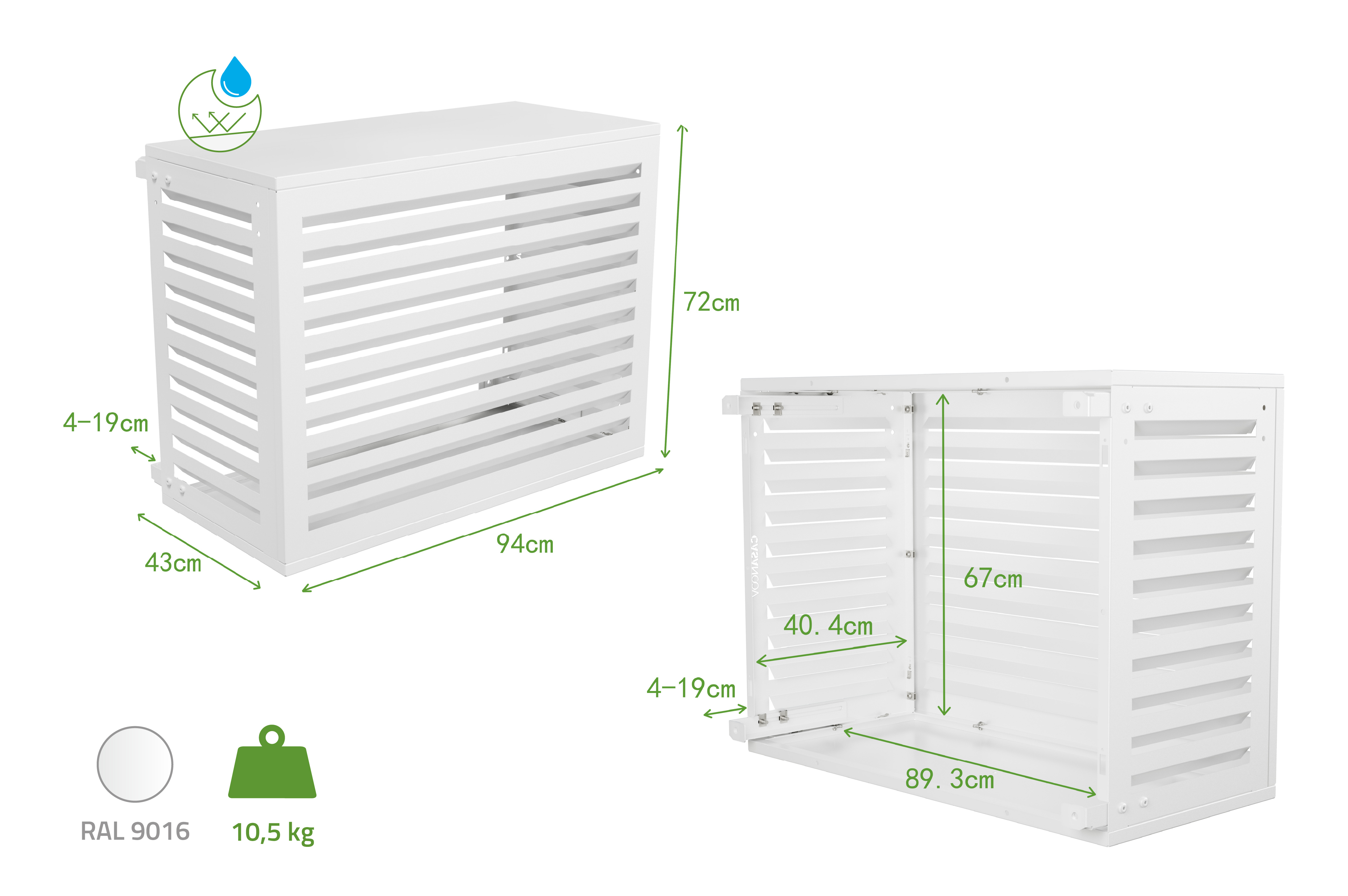 Cache clim aluminium blanc Aneto avec face inférieure - taille S 3