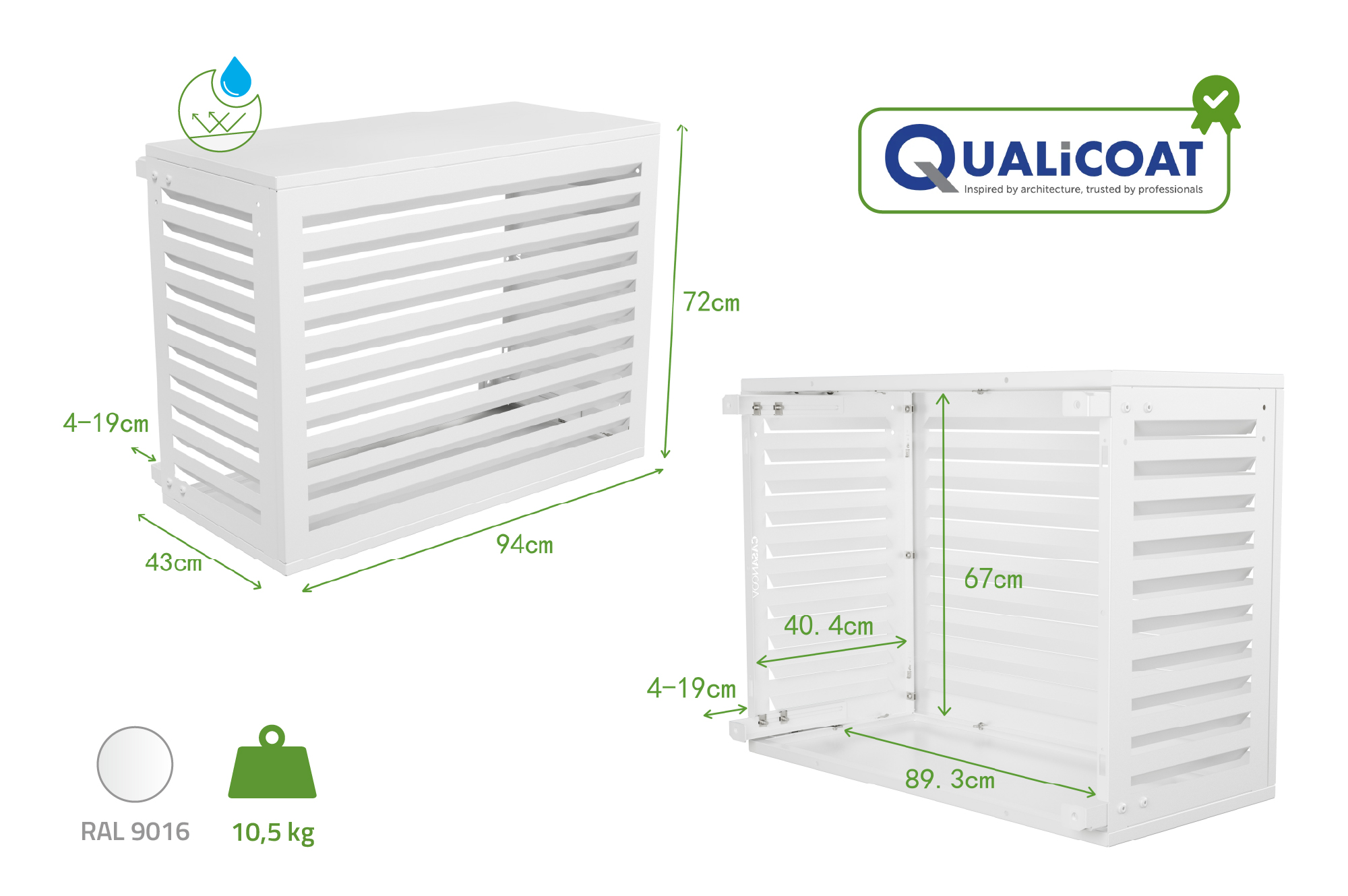 Air Conditioner & Heat Pump Cover ANETO Aluminium White with Bottom Panel - Size S 3