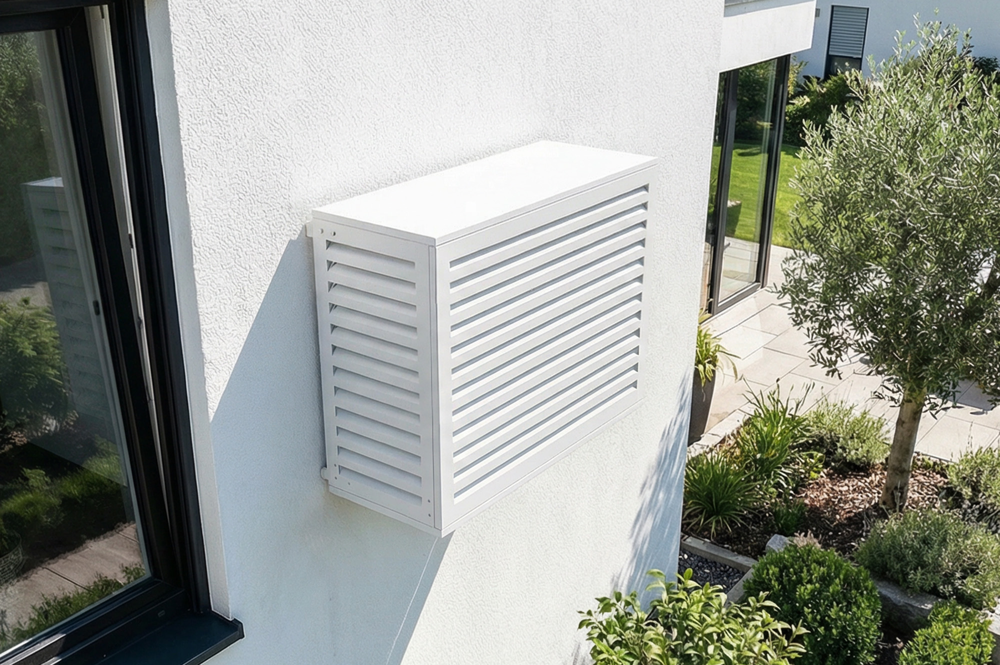 Aneto white aluminum air conditioner cover with bottom panel - size M 4