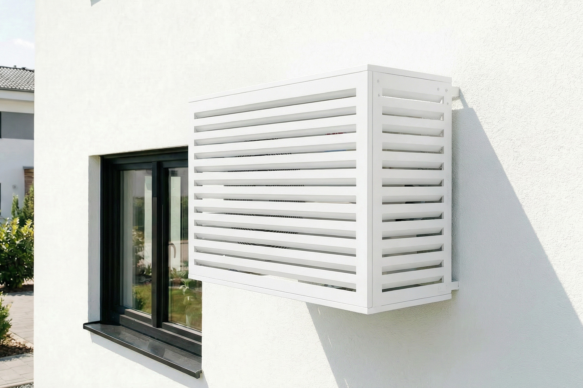 Aneto white aluminum air conditioner cover with bottom panel - size M 15