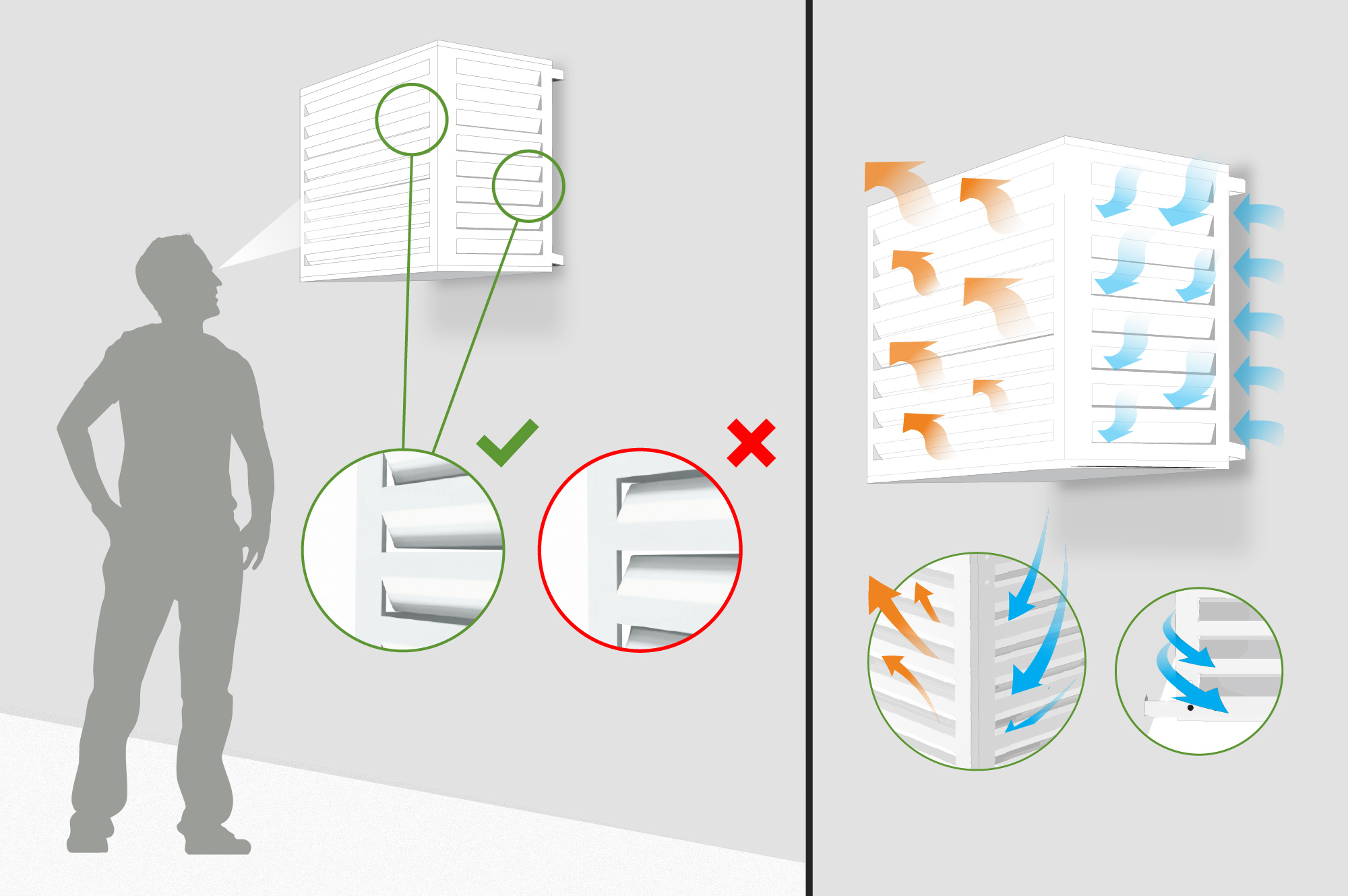 Aneto white aluminum air conditioner cover with bottom panel - size L 13