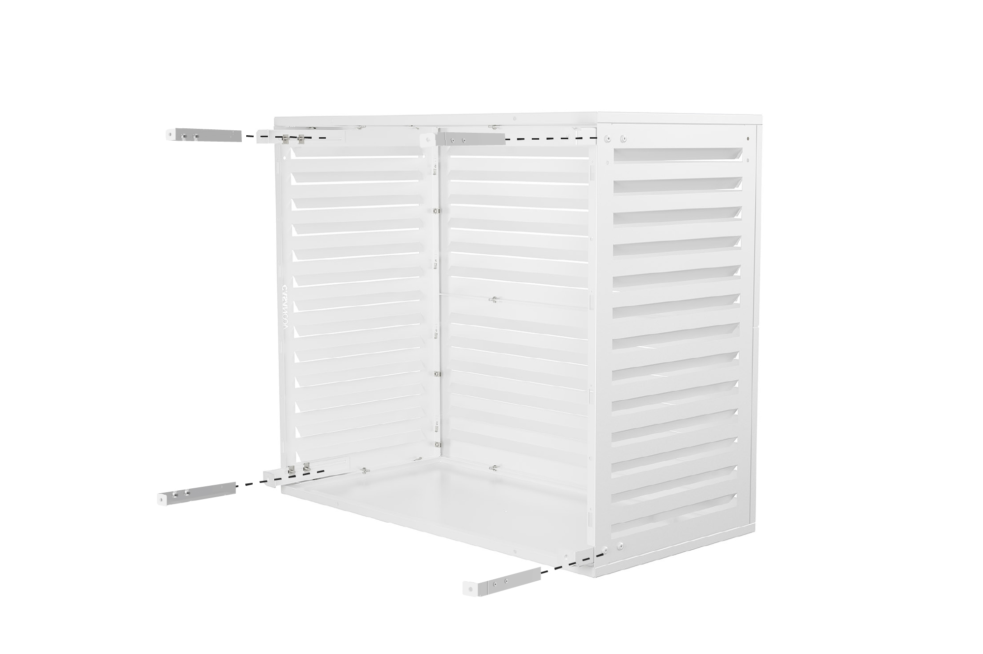 Aneto white aluminum air conditioner cover with bottom panel - size L 8