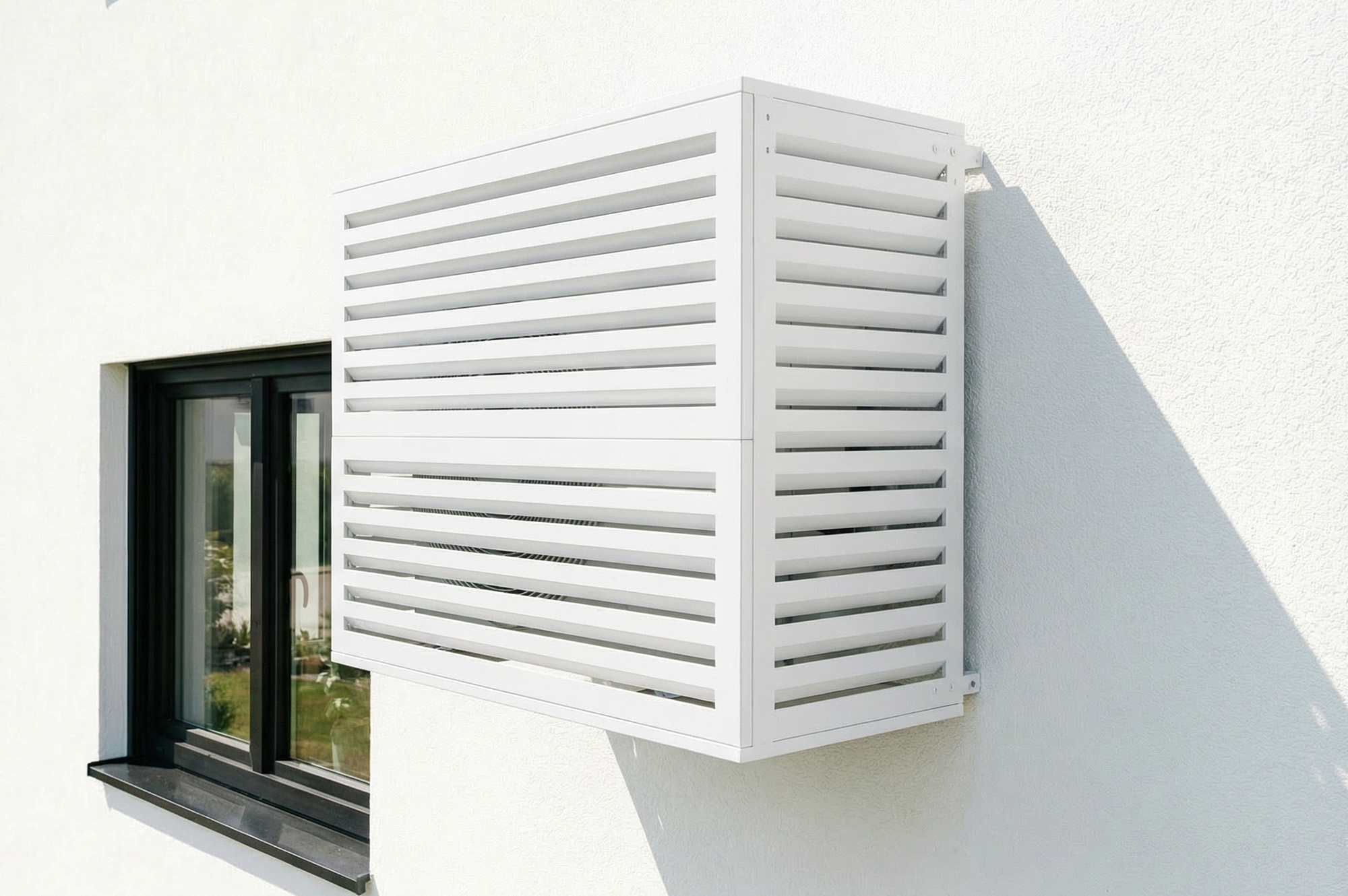 Aneto white aluminum air conditioner cover with bottom panel - size L 15