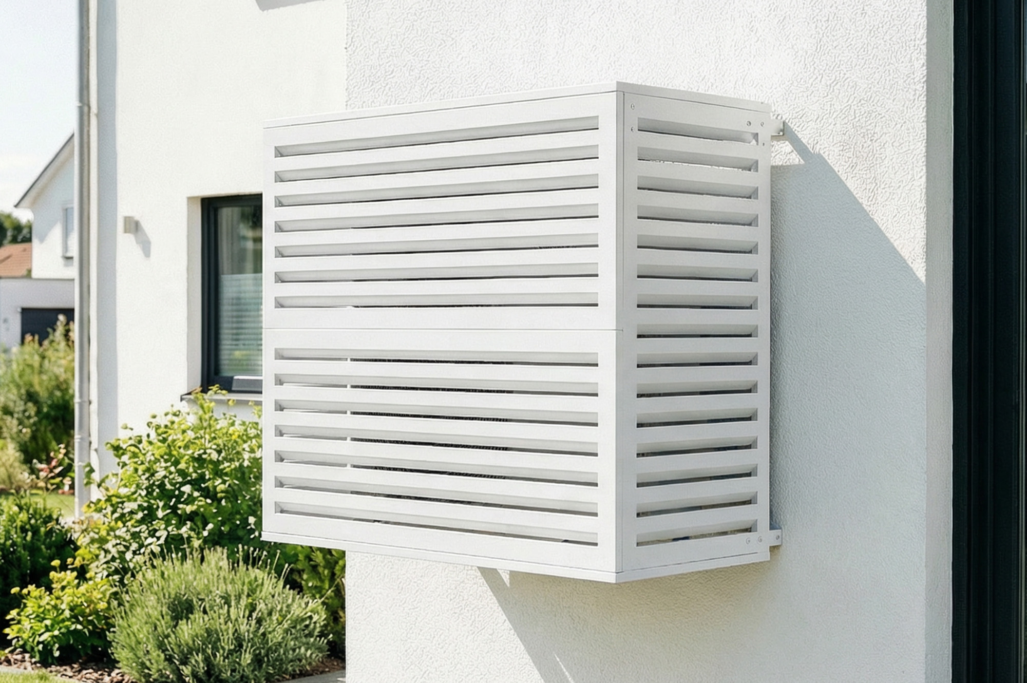 Aneto white aluminum air conditioner cover with bottom panel - size L 4