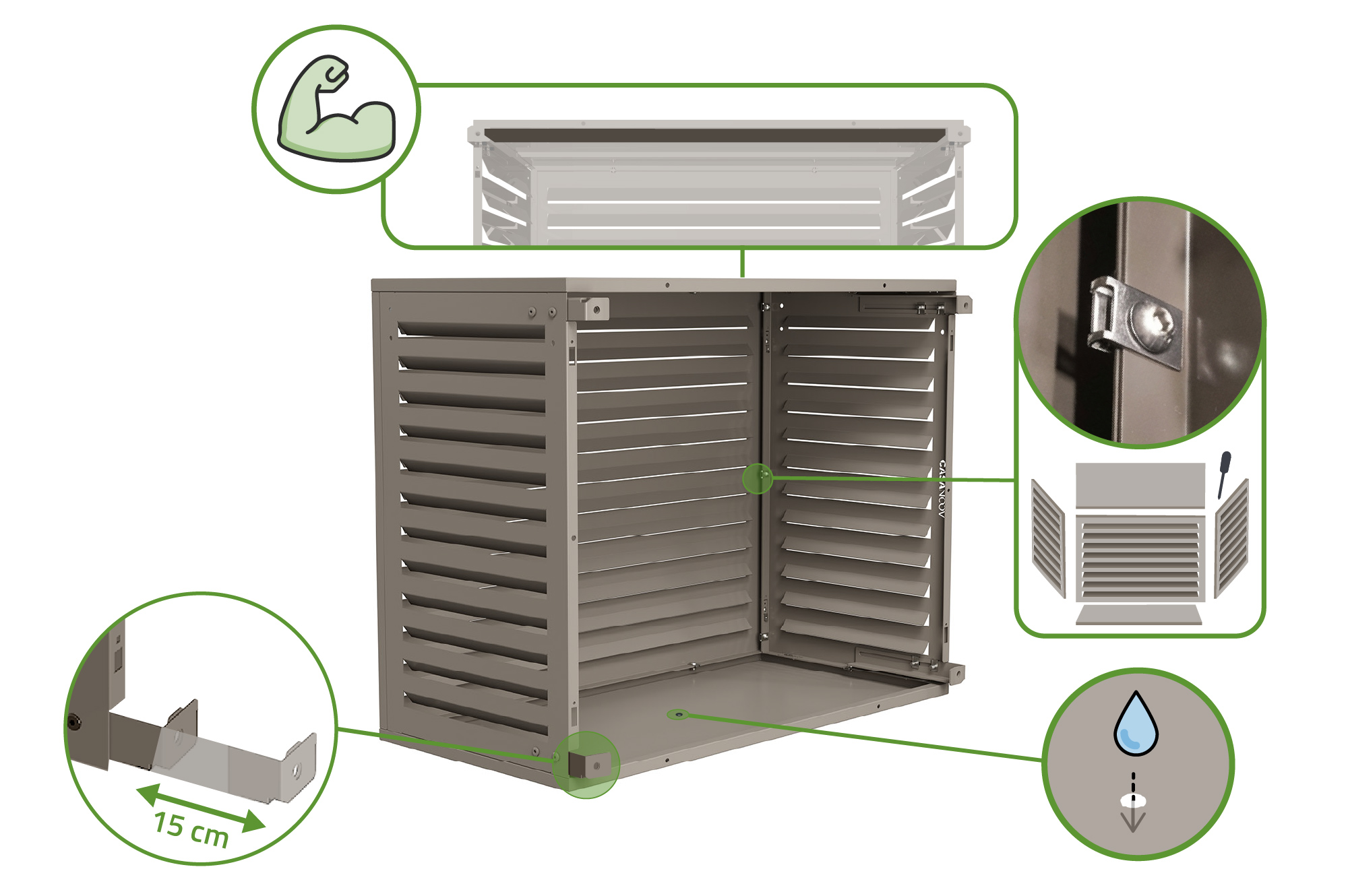 Cache clim aluminium taupe Aneto avec face inférieure - taille S 9