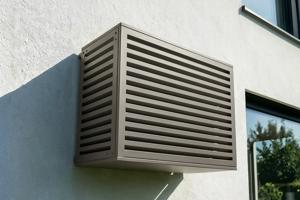 Air Conditioner & Heat Pump Cover ANETO Aluminium Taupe with Bottom Panel - Size M main image