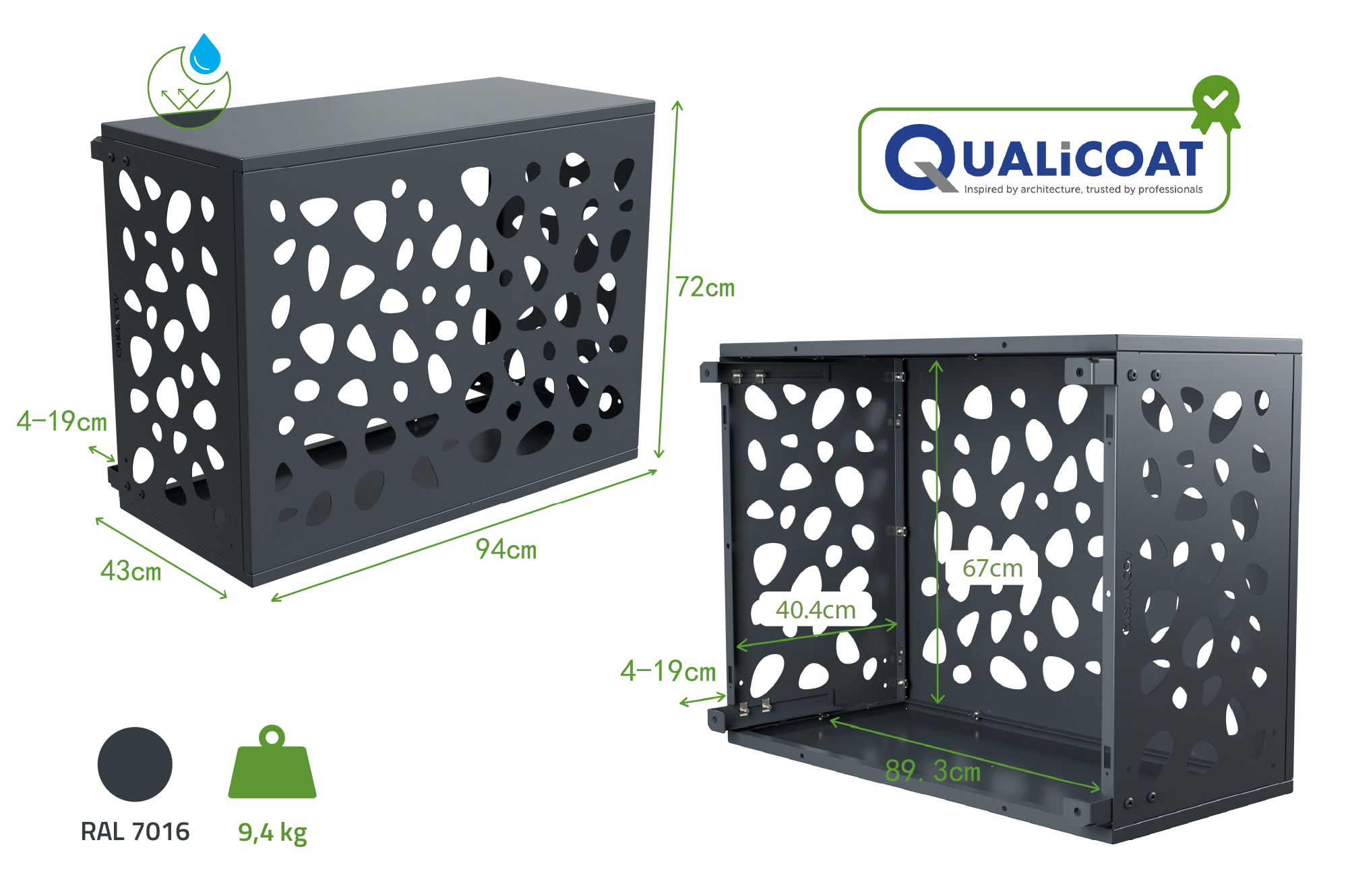 Skydd För Luftkonditionering Och Värmepump ANETO SUNNY Aluminium Grå med Bottenpanel - Sto 3