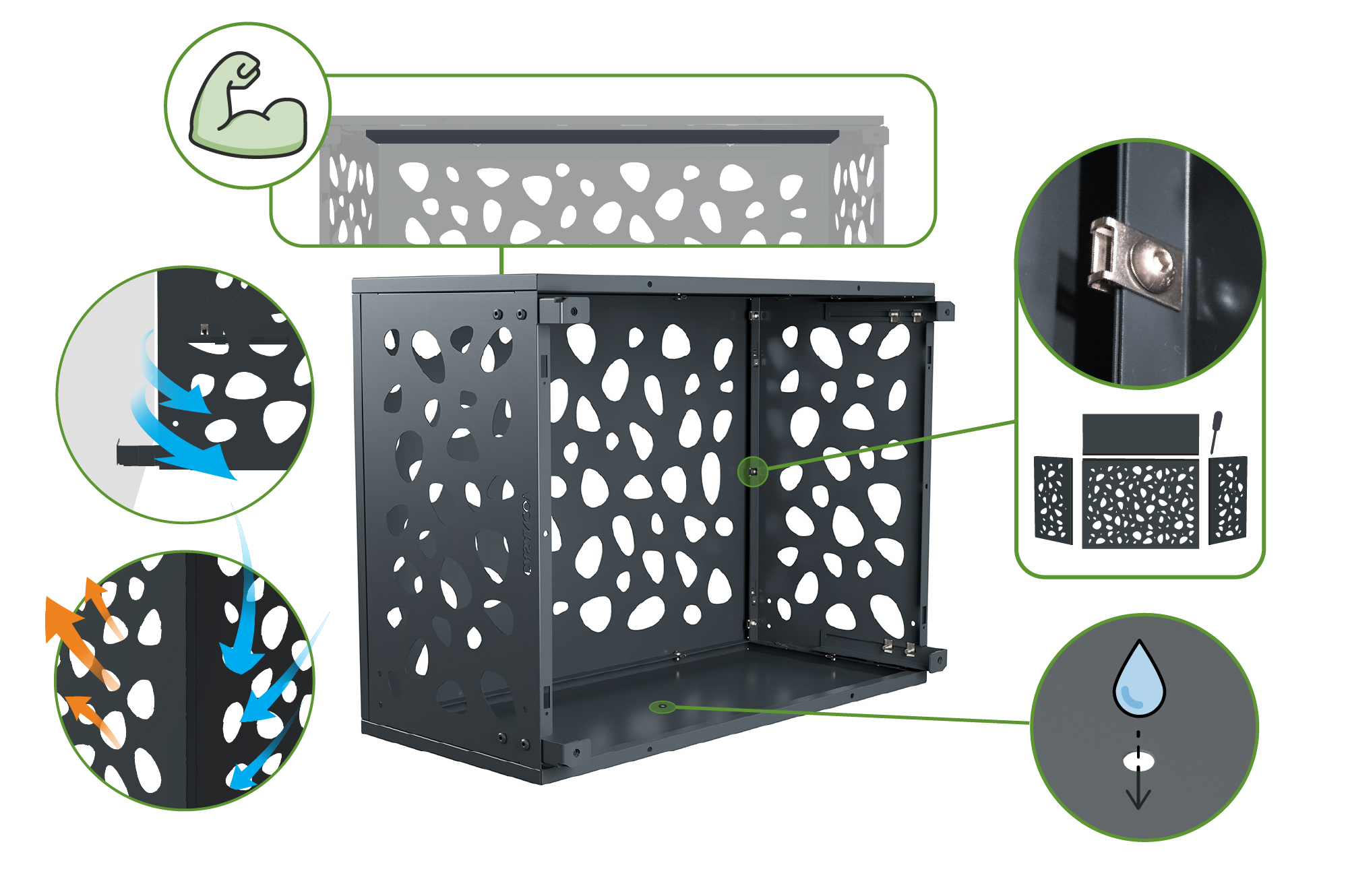 Cache clim aluminium gris Aneto Sunny avec face inférieure - taille S 8