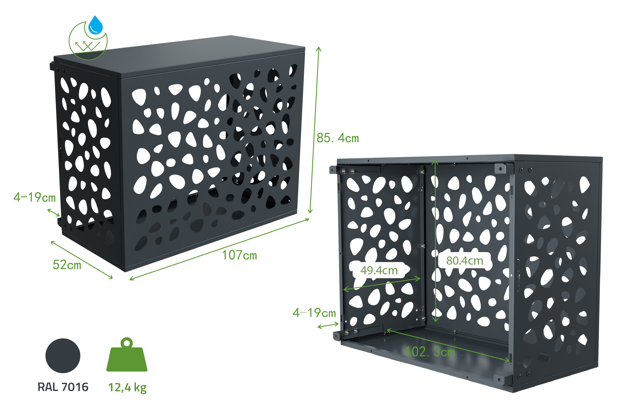 Capac aer condiționat Aneto Sunny gri din aluminiu cu panou inferior - mărimea M 3