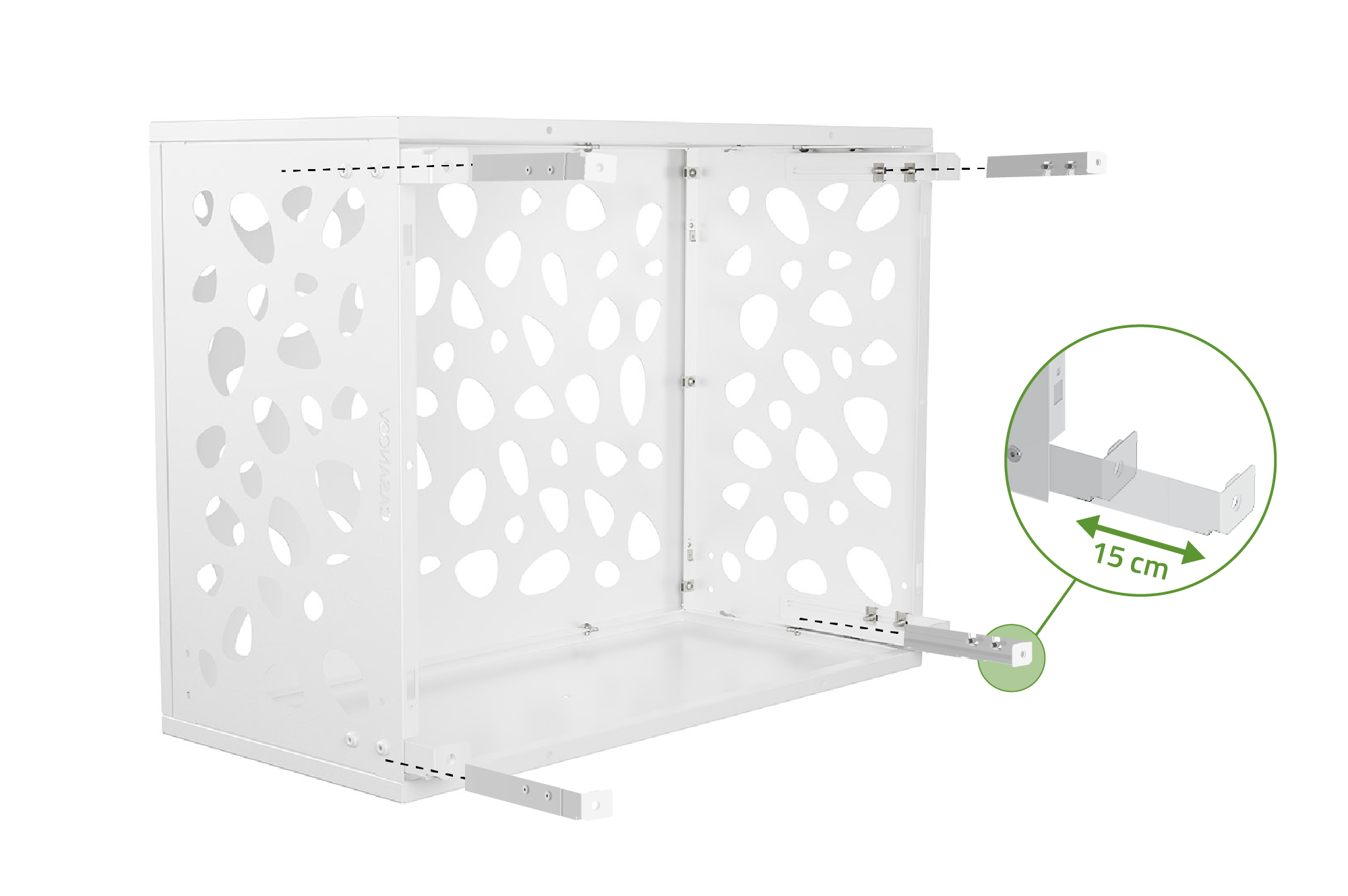 Aneto Sunny white aluminum air conditioner cover with bottom panel - size S 8