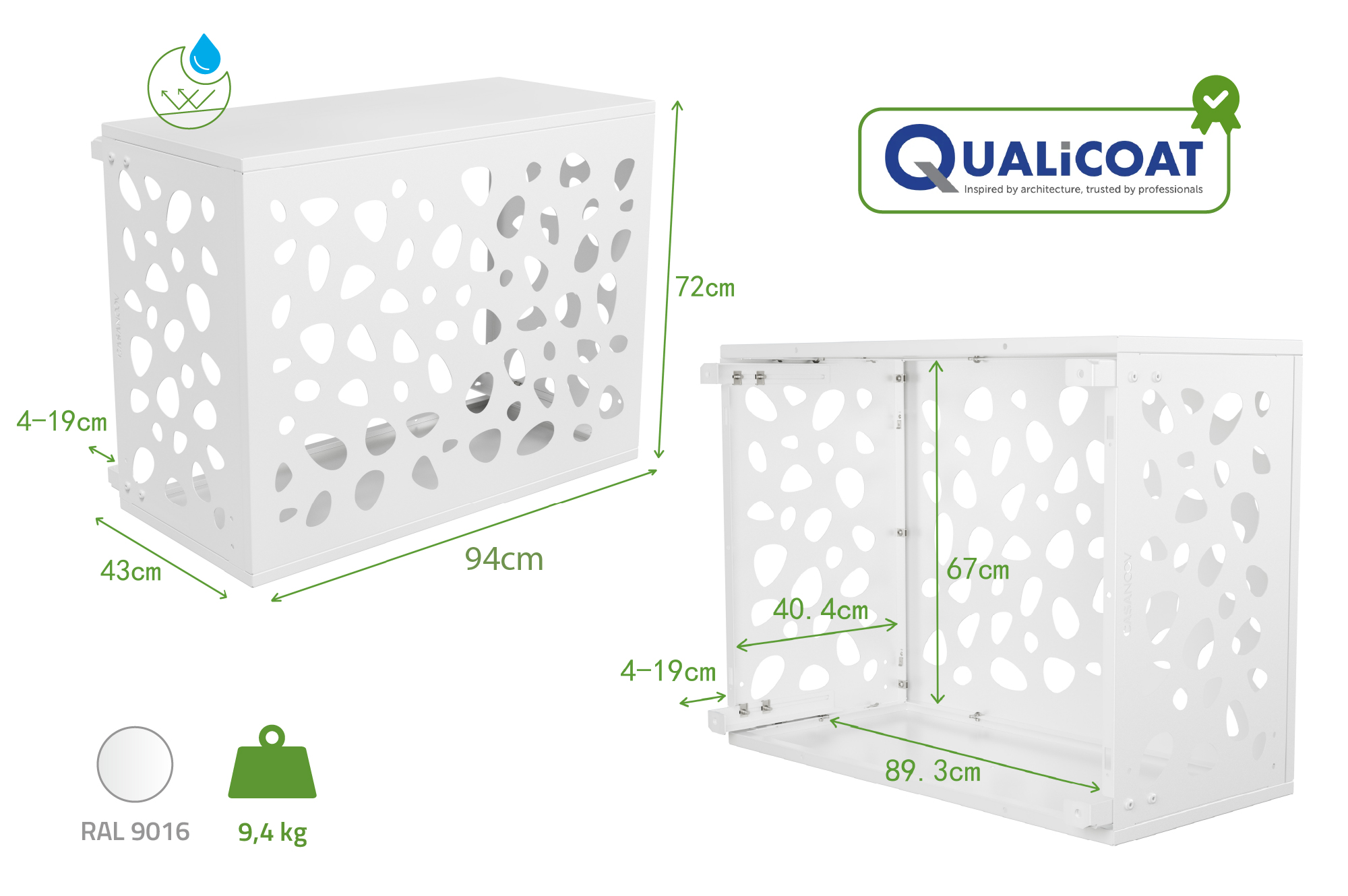 Ilmalämpöpumpun Ja Ilmastointilaitteen Suojakotelo ANETO SUNNY Alumiini Valkoinen - Alapan 3