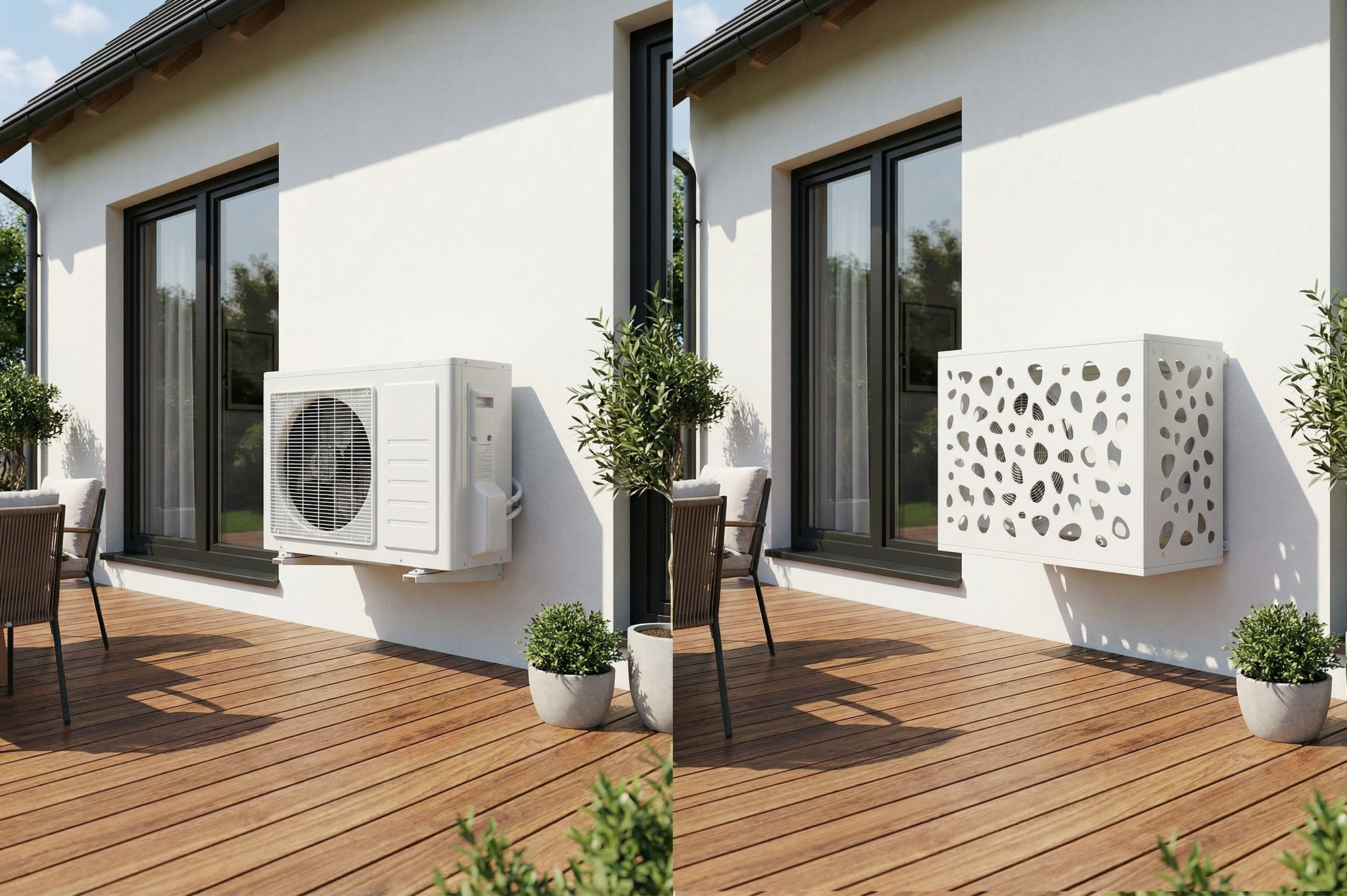 Aneto Sunny white aluminum air conditioner cover with bottom panel - size S 12