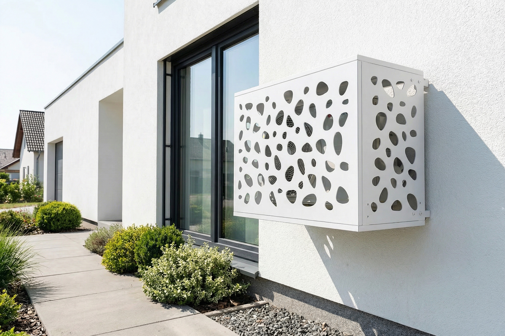 Aneto Sunny white aluminum air conditioner cover with bottom panel - size S 4