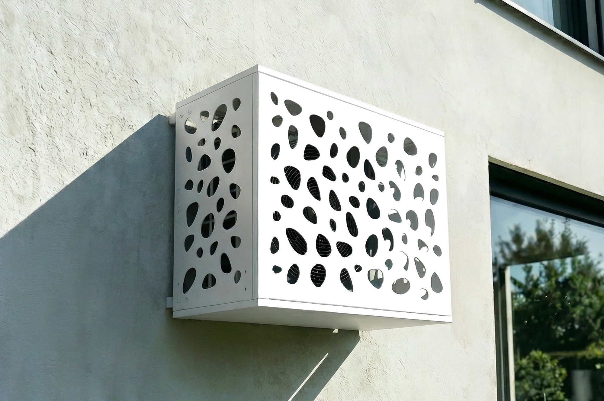 Aneto Sunny white aluminum air conditioner cover with bottom panel - size S 1