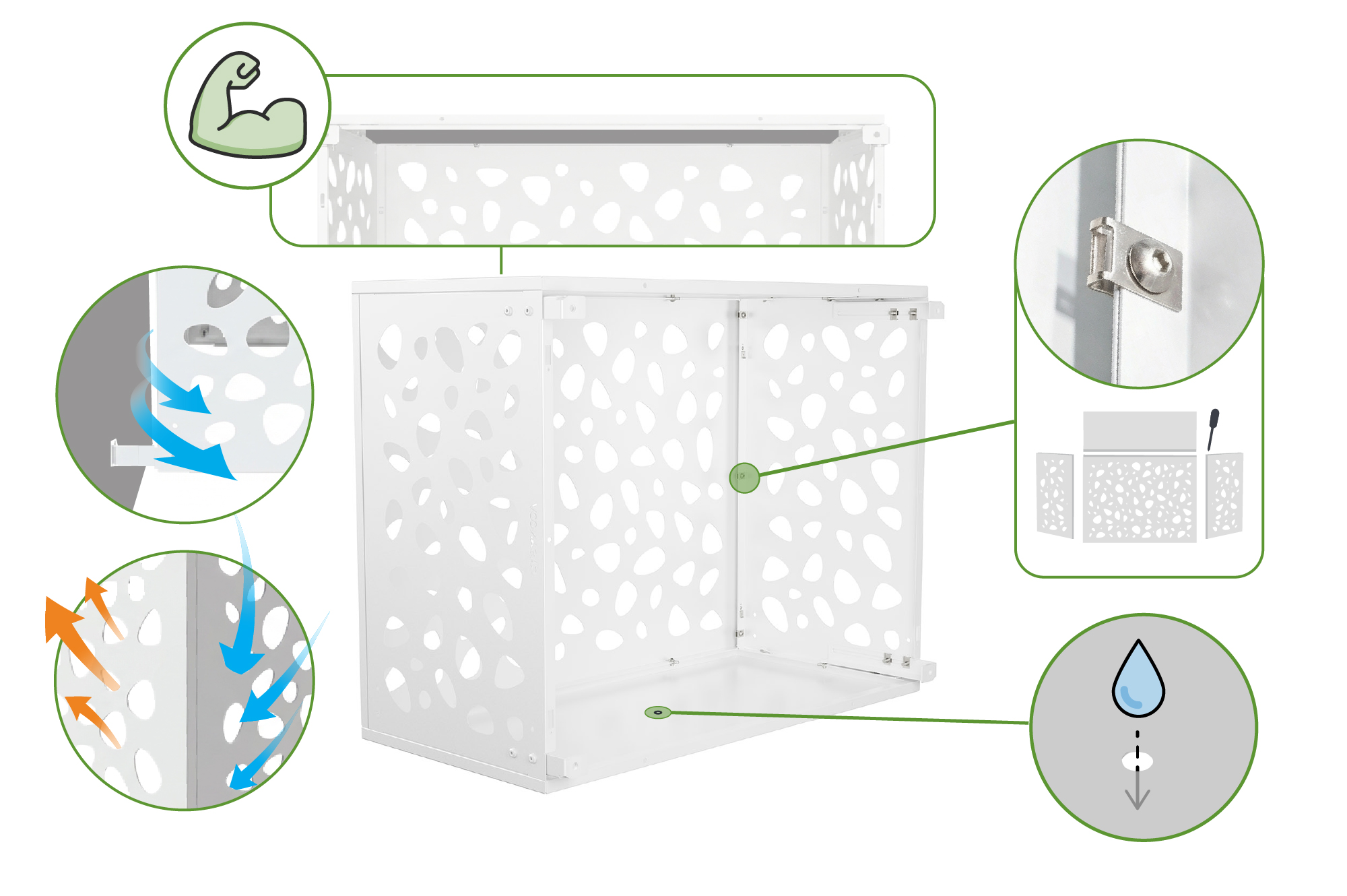 Air Conditioner & Heat Pump Cover ANETO SUNNY Aluminium White with Bottom Panel - Size M 9