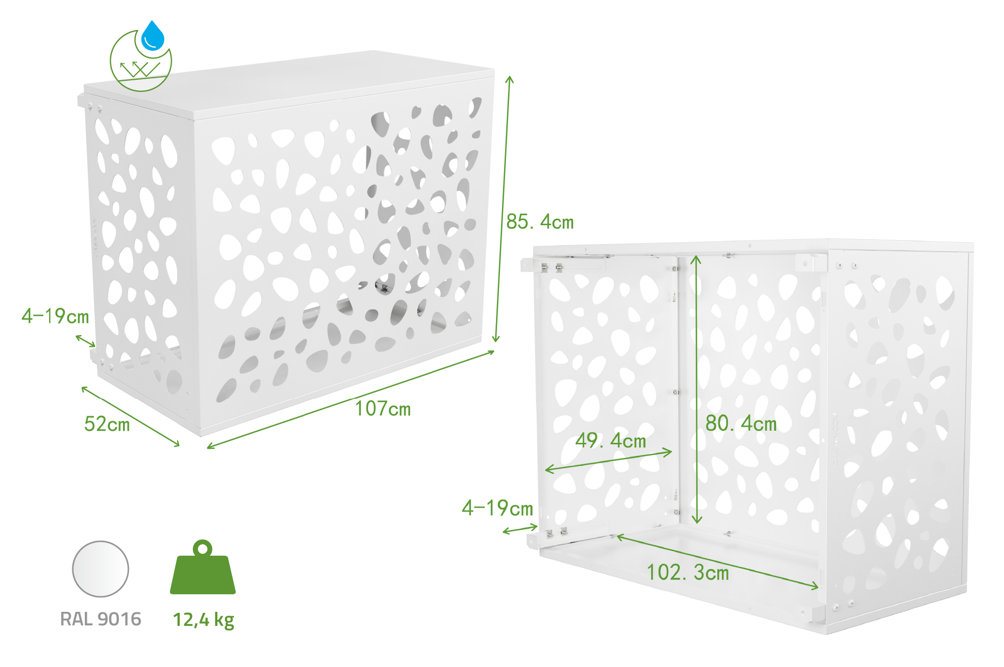 Capac aer condiționat Aneto Sunny din aluminiu alb cu panou inferior - mărimea M 3