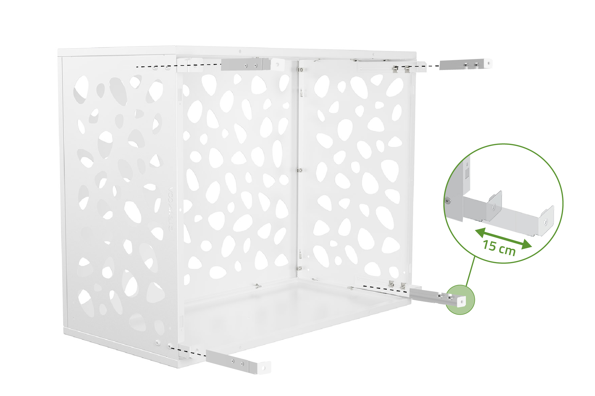 Capac aer condiționat Aneto Sunny din aluminiu alb cu panou inferior - mărimea M 8