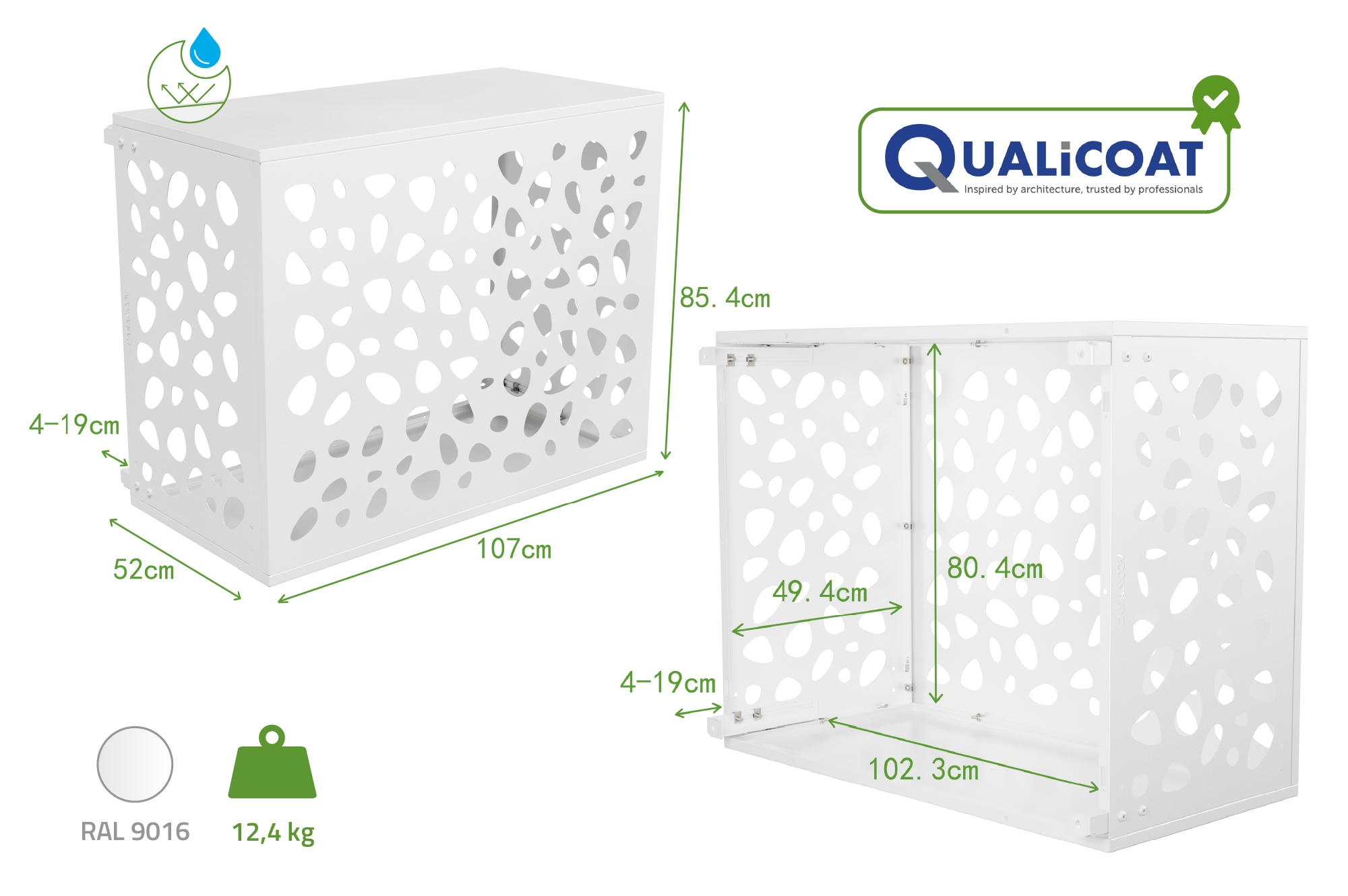 Air Conditioner & Heat Pump Cover ANETO SUNNY Aluminium White with Bottom Panel - Size M 3