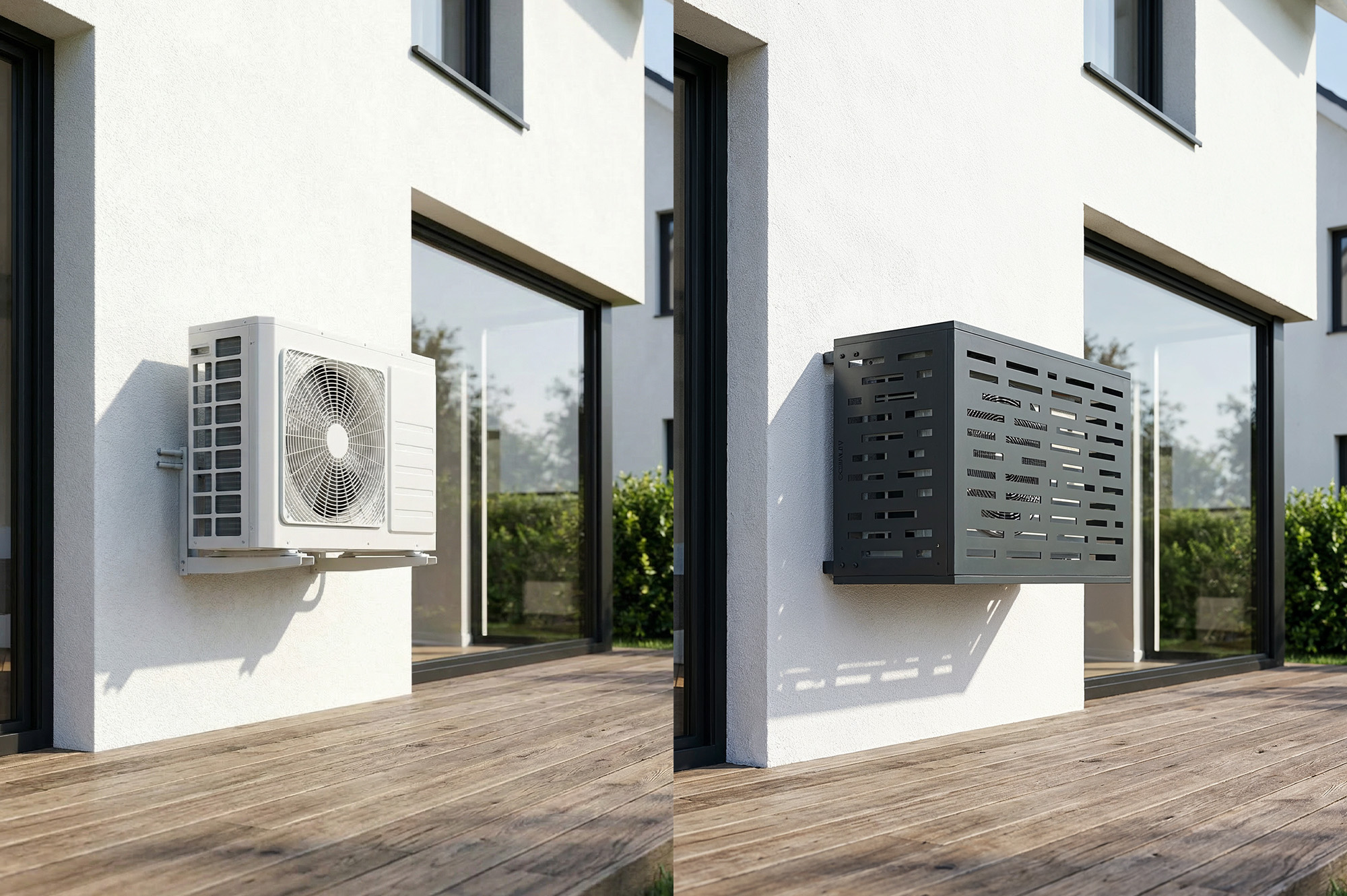 Aneto Arlberg grijze aluminium airconditionerhoes met bodemplaat - maat S 12