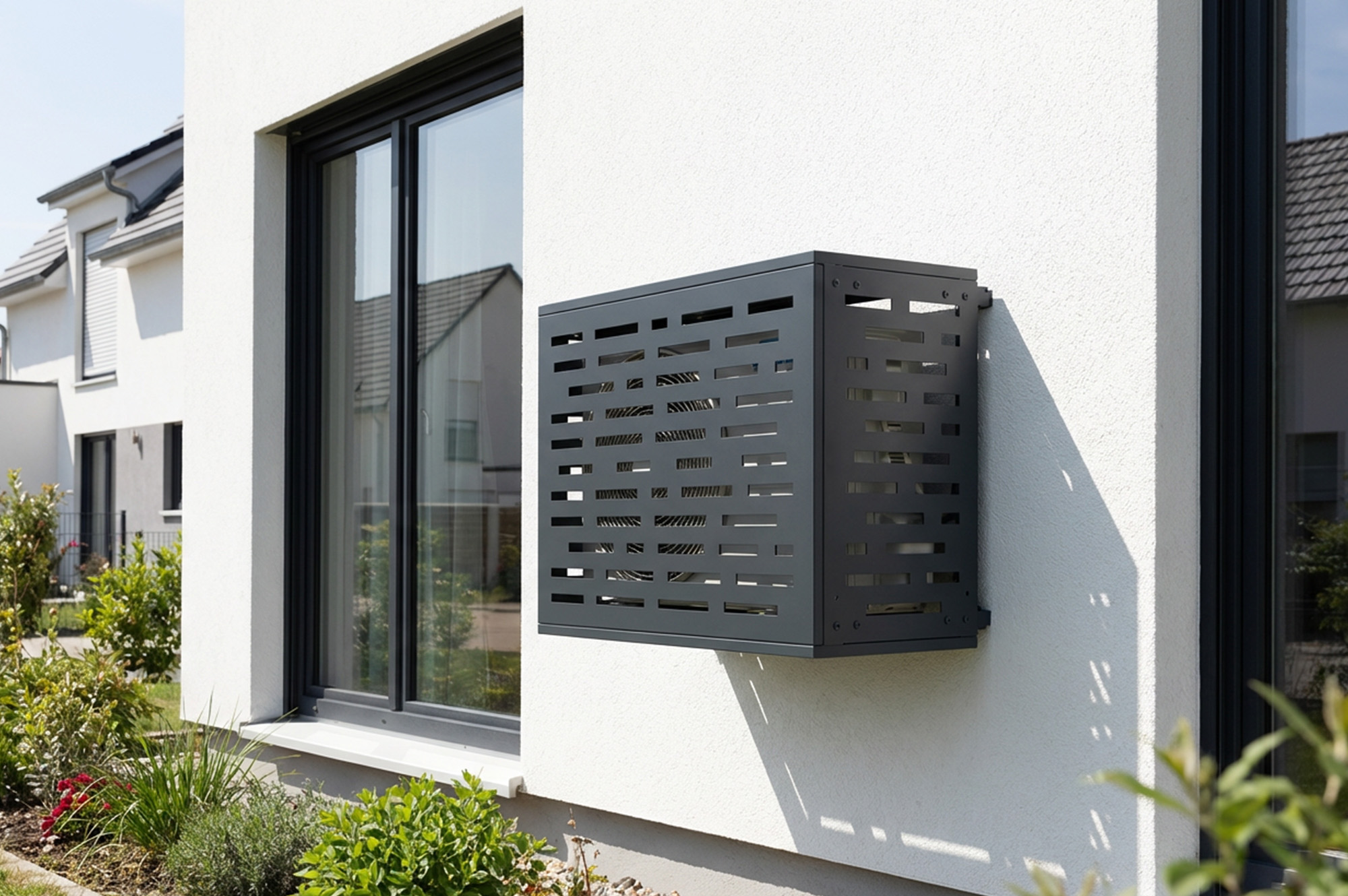 Aneto Arlberg grijze aluminium airconditionerhoes met bodemplaat - maat S 4