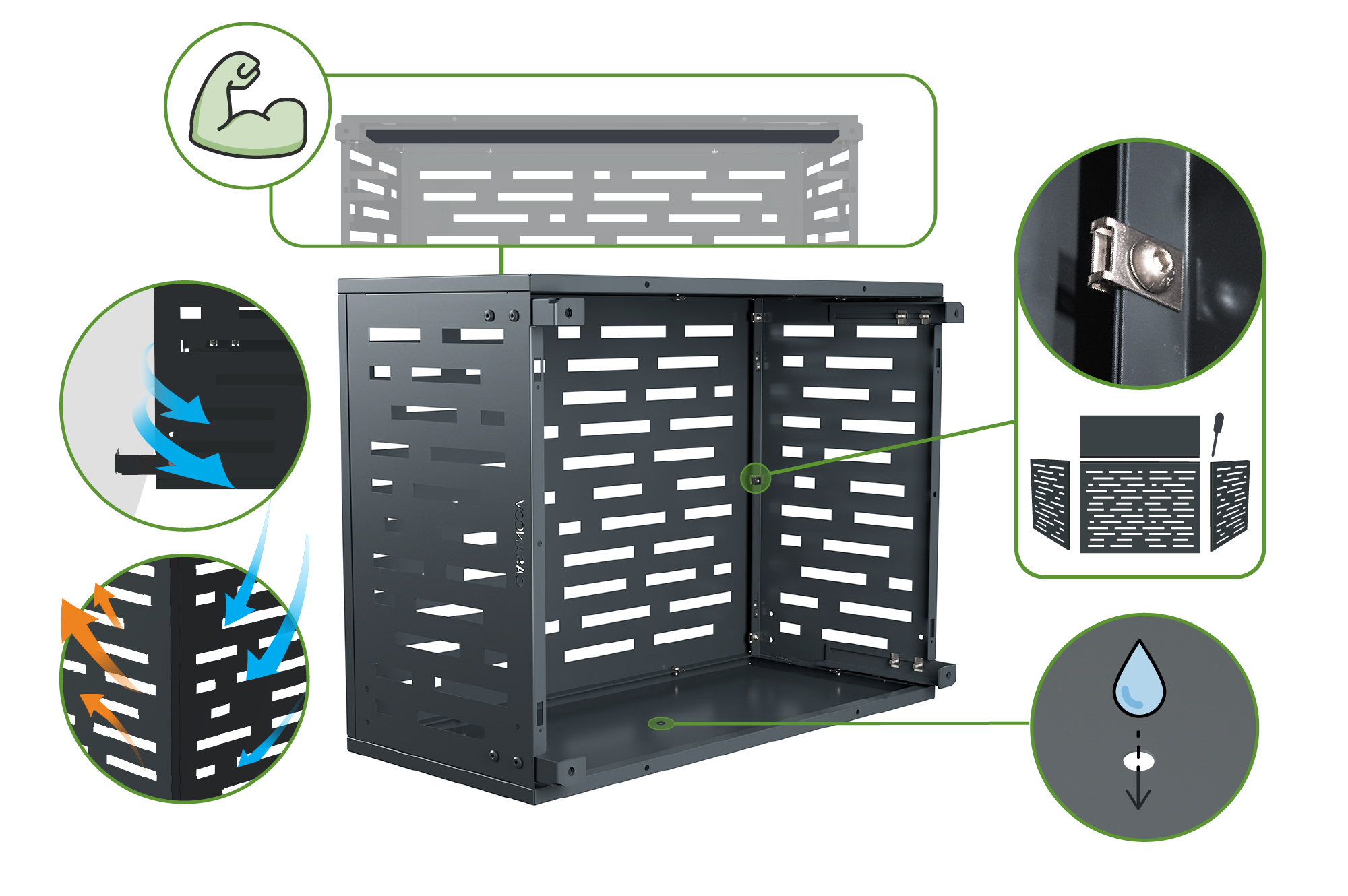 Cache clim & pompe à chaleur ANETO ARLBERG aluminium gris avec face inférieure - taille S 9