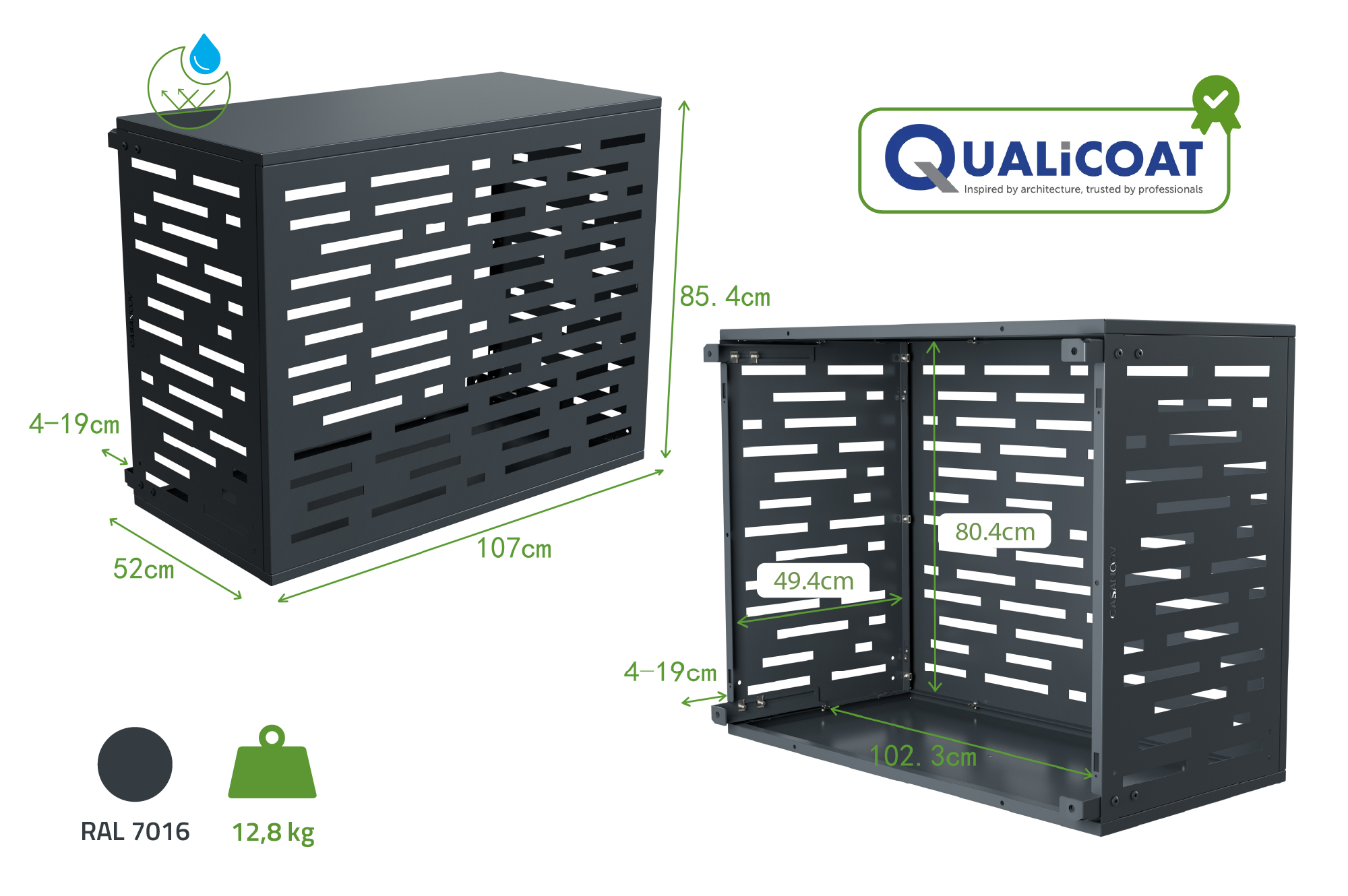 Aneto Arlberg pilkas aliuminio oro kondicionieriaus dangtis su apatiniu skydeliu - M dydis 3