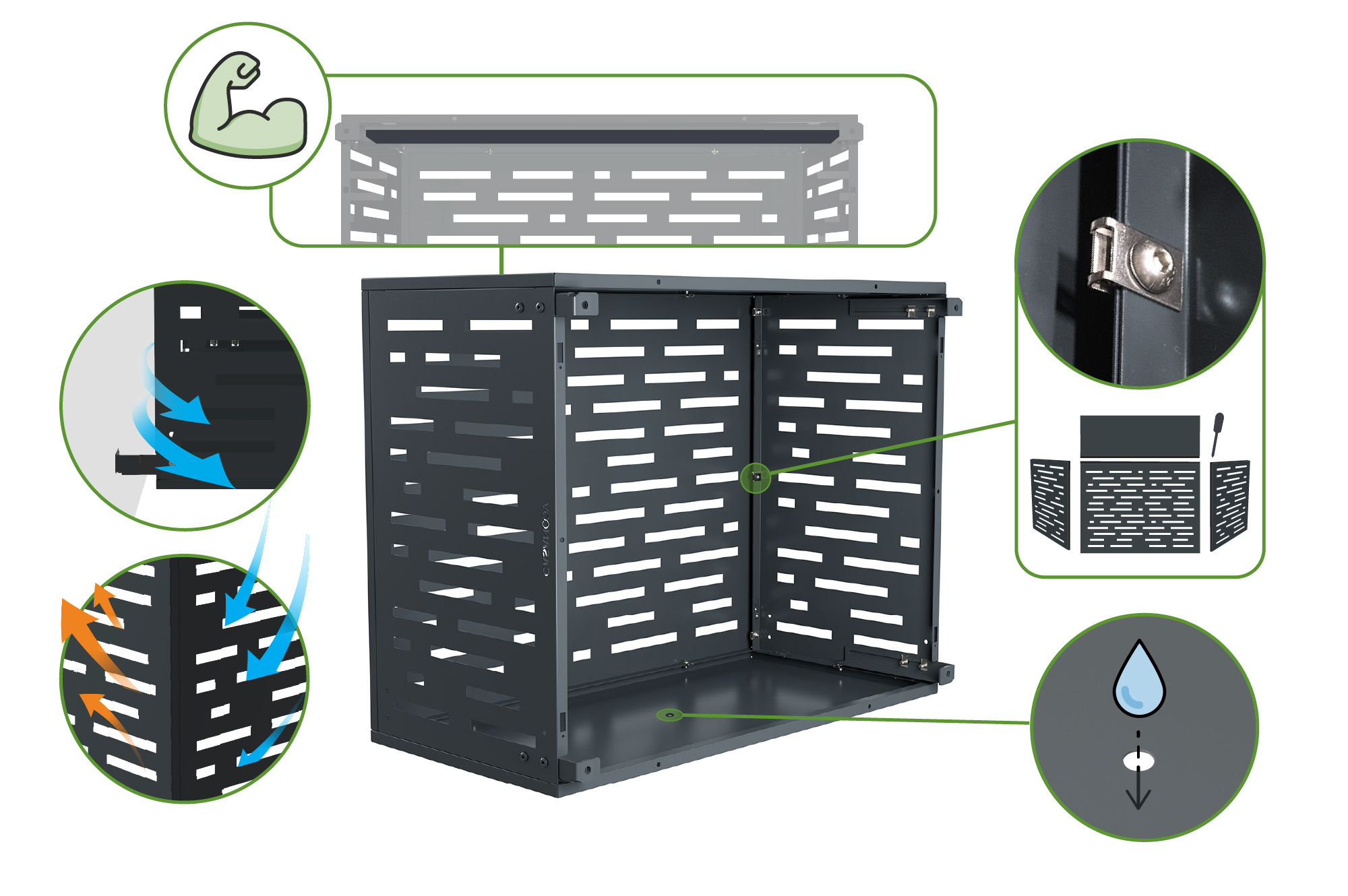 Aneto Arlberg pilkas aliuminio oro kondicionieriaus dangtis su apatiniu skydeliu - M dydis 9