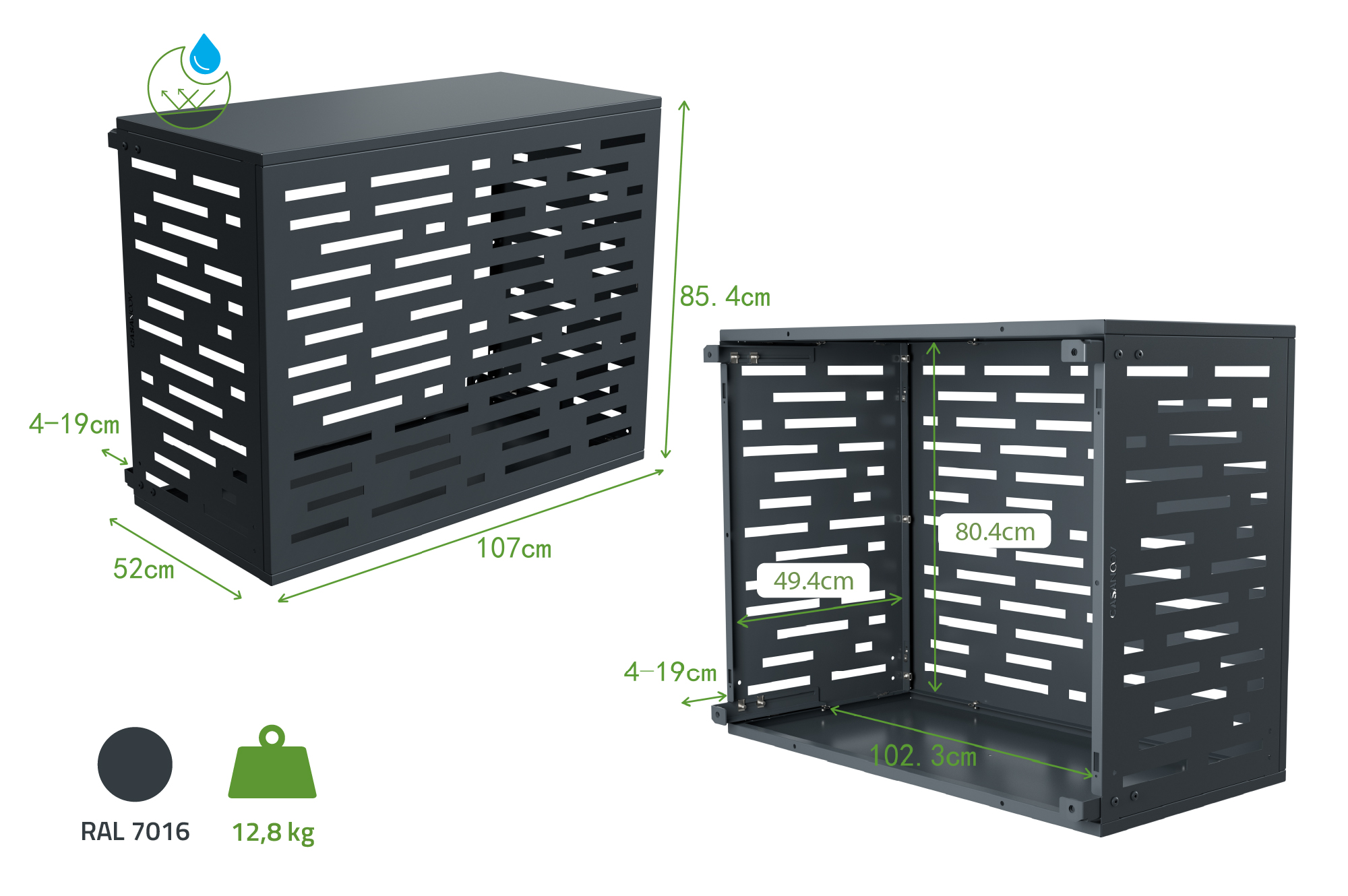 Capac aer condiționat Aneto Arlberg din aluminiu gri cu panou inferior - mărimea M 3