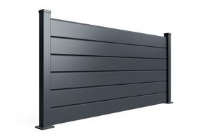 Clôture sur muret aluminium persienne 2m VANO H.90cm gris 5