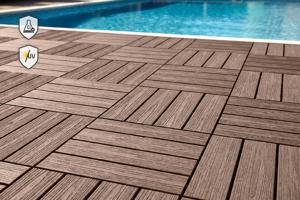 Pack of 30 RILA brown composite interlocking terrace tiles, 30x30cm 7