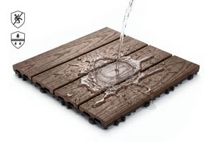Pack of 30 RILA brown composite interlocking terrace tiles, 30x30cm 8