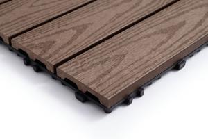 Pack of 30 RILA brown composite interlocking terrace tiles, 30x30cm 10